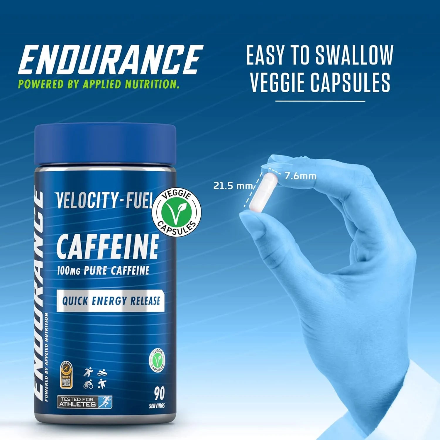 Applied Nutrition Endurance Caffeine Gélules 100 mg 90 Capsules
