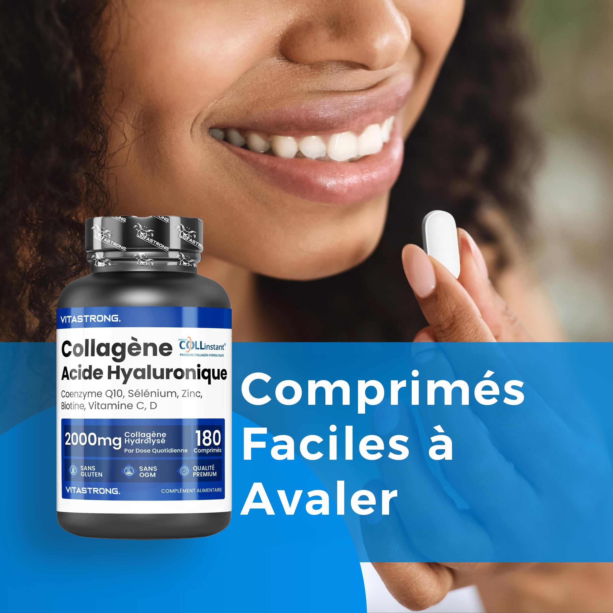 Vitastrong Beauté collagène comprimés 180 acide hyaluronique