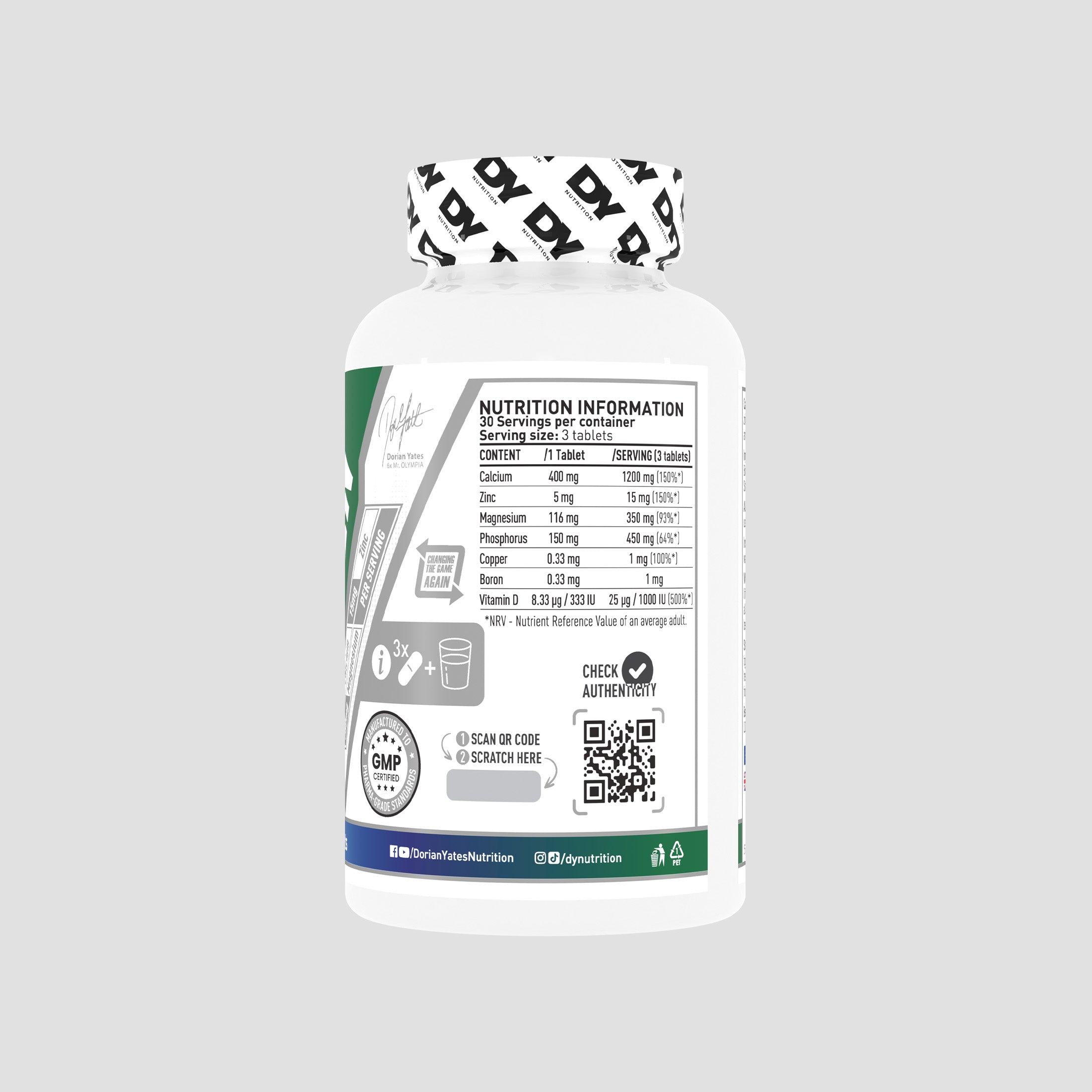DY Nutrition Ca-Zn-Mg minéraux comprimés calcium zinc
