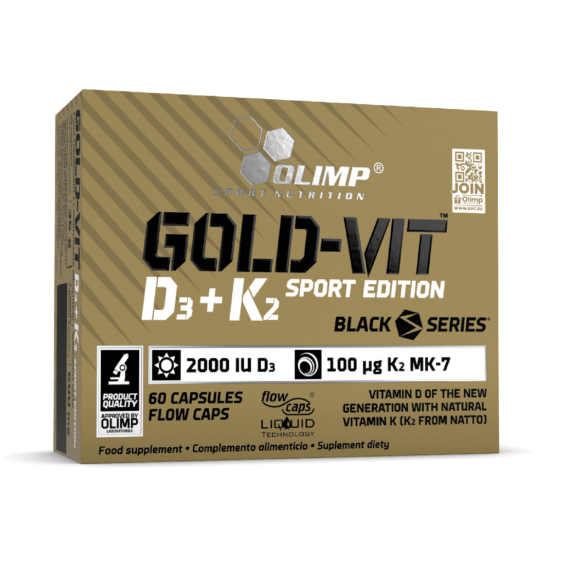 Olimp Gold-Vit D3+K2 2000 IU 60 gélules immunité