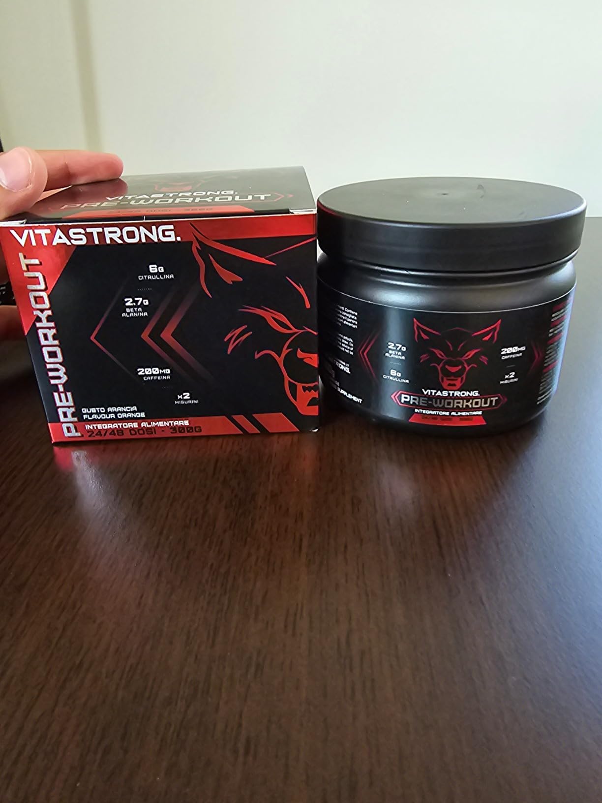 Vitastrong Pre-Workout booster orange caféine 300 g 24 doses