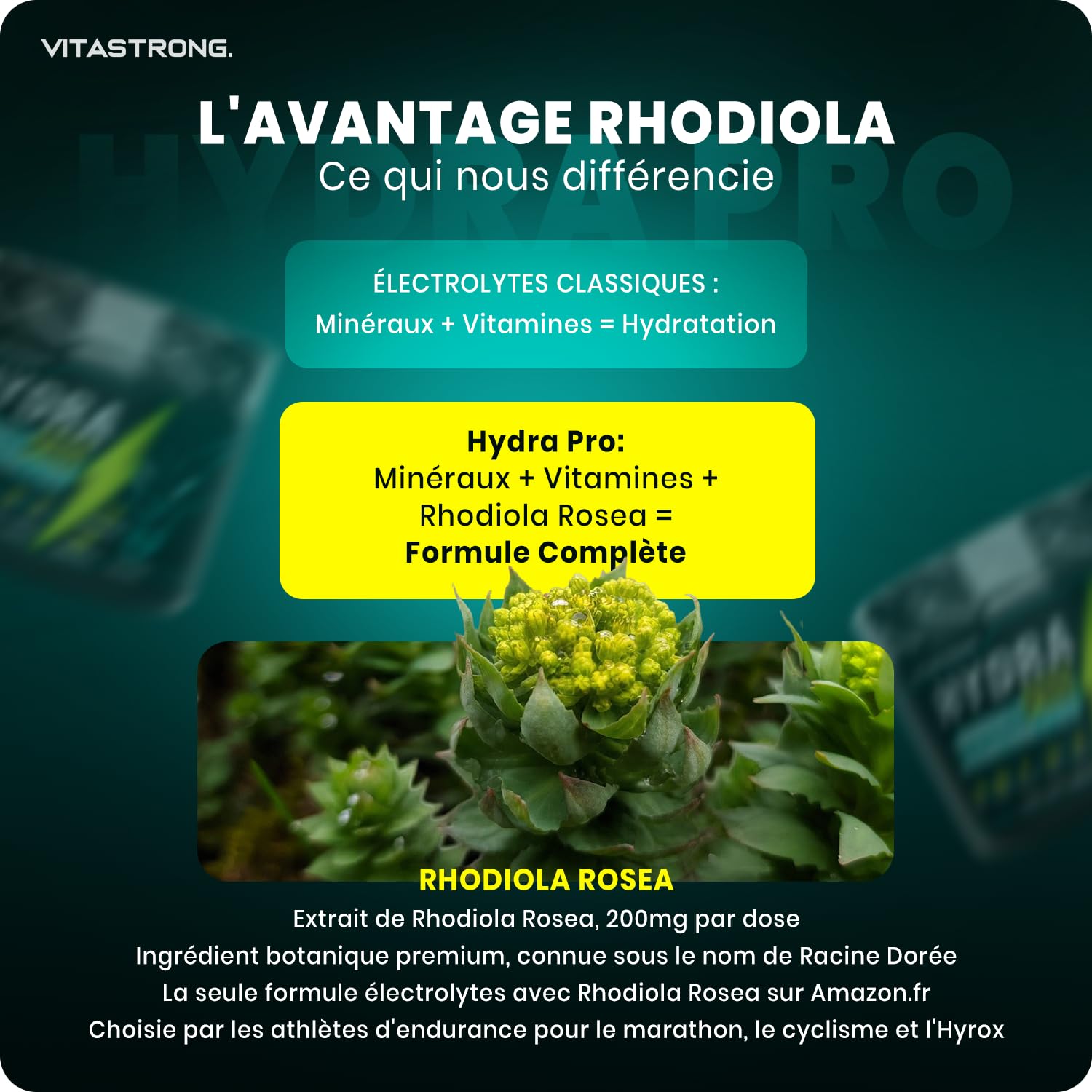 Vitastrong Hydra Pro Électrolytes en Poudre Orange 250g 5 Minéraux