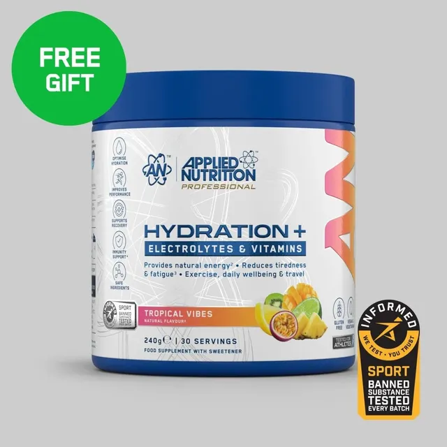 Applied Nutrition Hydration+ Poudre Électrolytes Tropical Vibes 240g