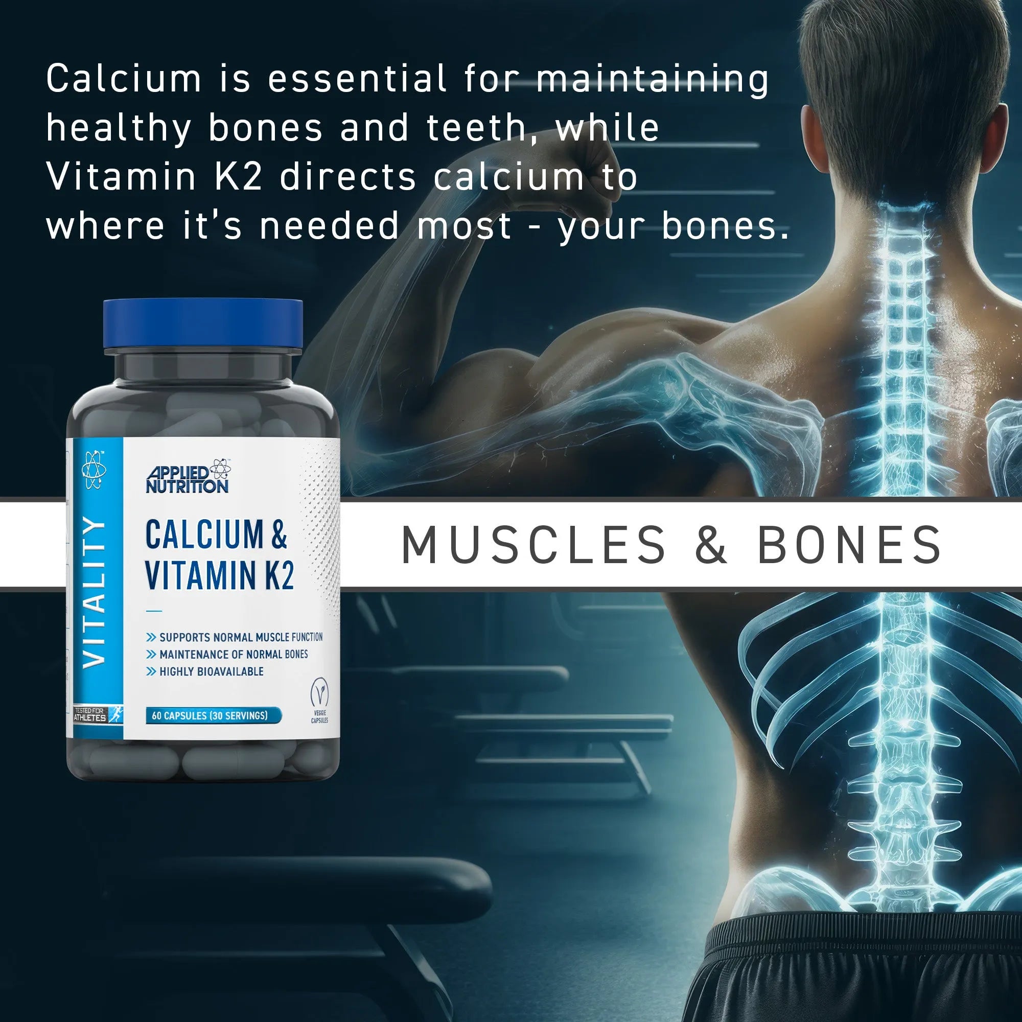 Applied Nutrition Vitality calcium vitamine K2 gélules 60