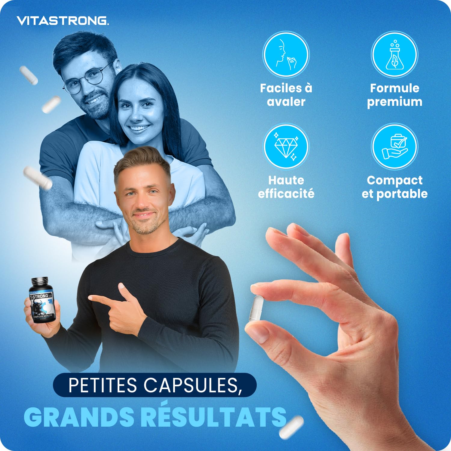 Vitastrong Vitalité T-Strong 120 gélules maca arginine homme