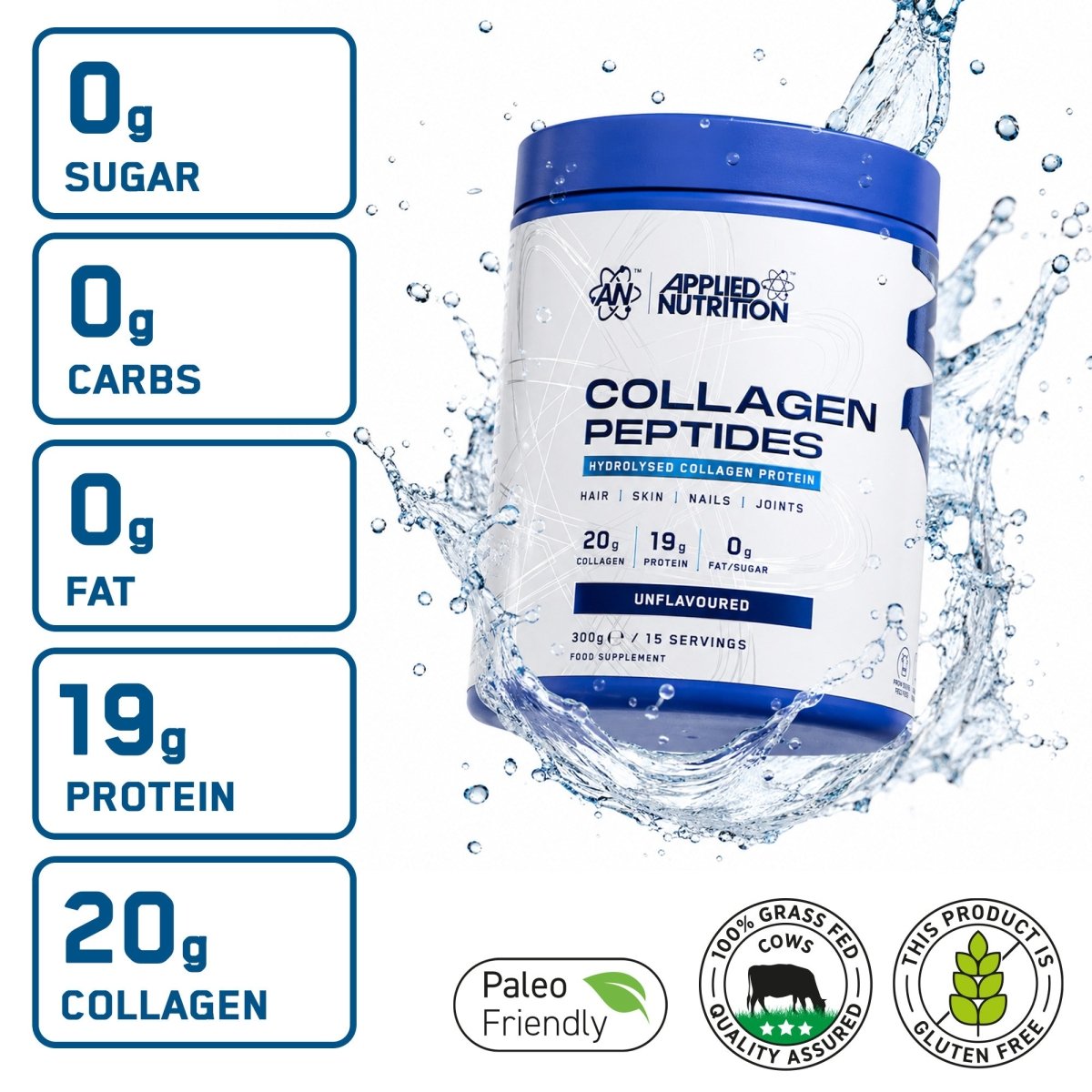 Applied Nutrition Collagen Peptides poudre collagène 300g neutre