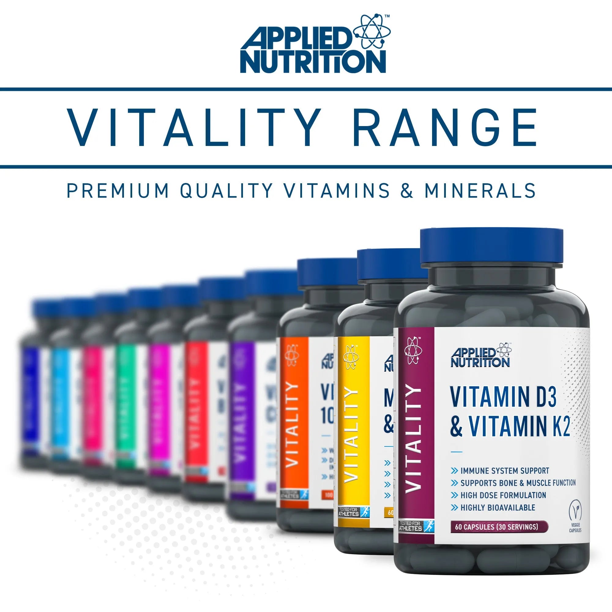 Applied Nutrition Vitality vitamine D3 K2 60 gélules