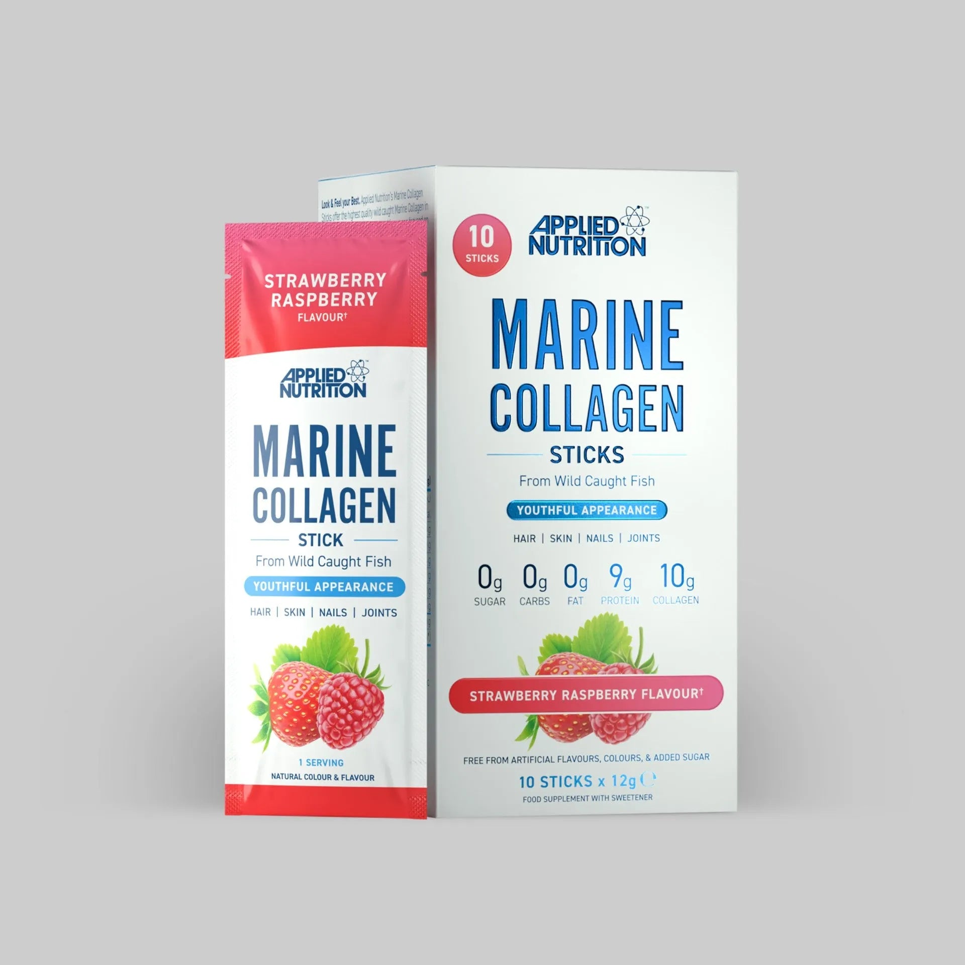 Applied Nutrition Collagen Collagène Marin Fraise Framboise x10