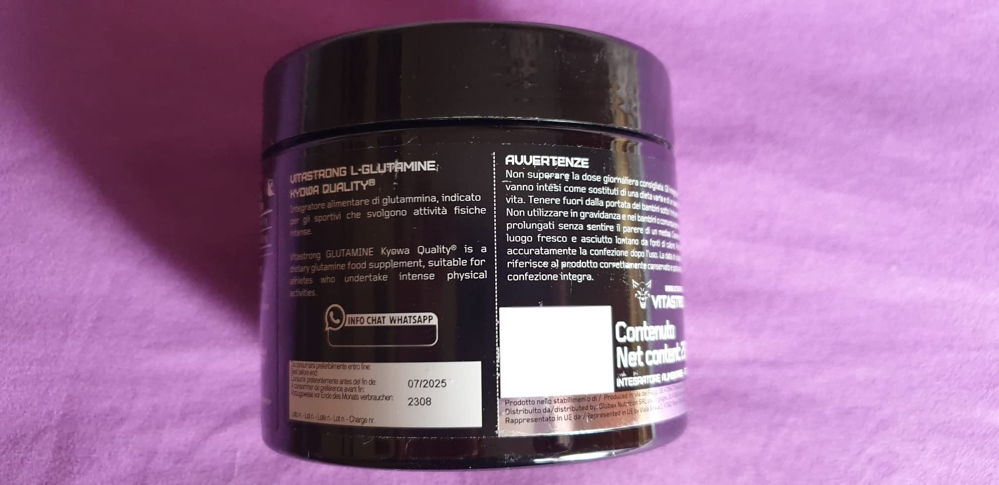 Vitastrong Acides aminés L-Glutamine poudre 250 g Kyowa