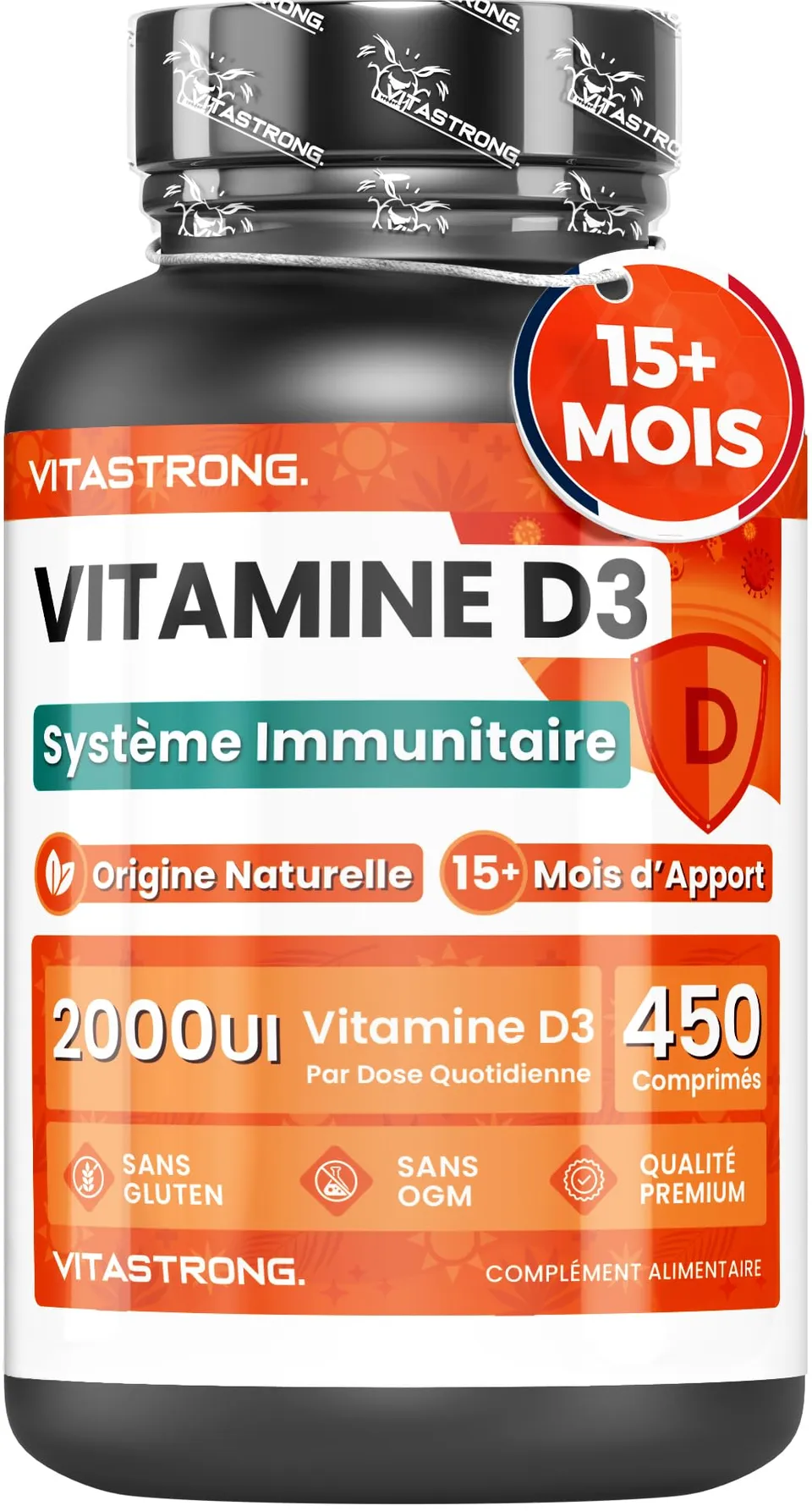 Vitastrong Vitamines D3 2000 UI comprimés 450 cpr 50 mcg