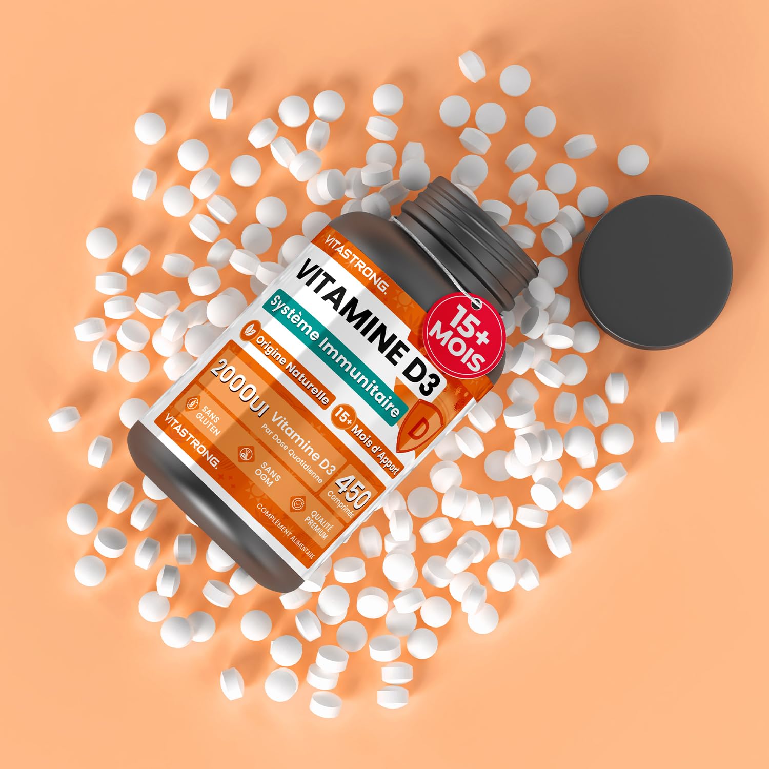 Vitastrong Vitamines D3 2000 UI comprimés 450 cpr 50 mcg