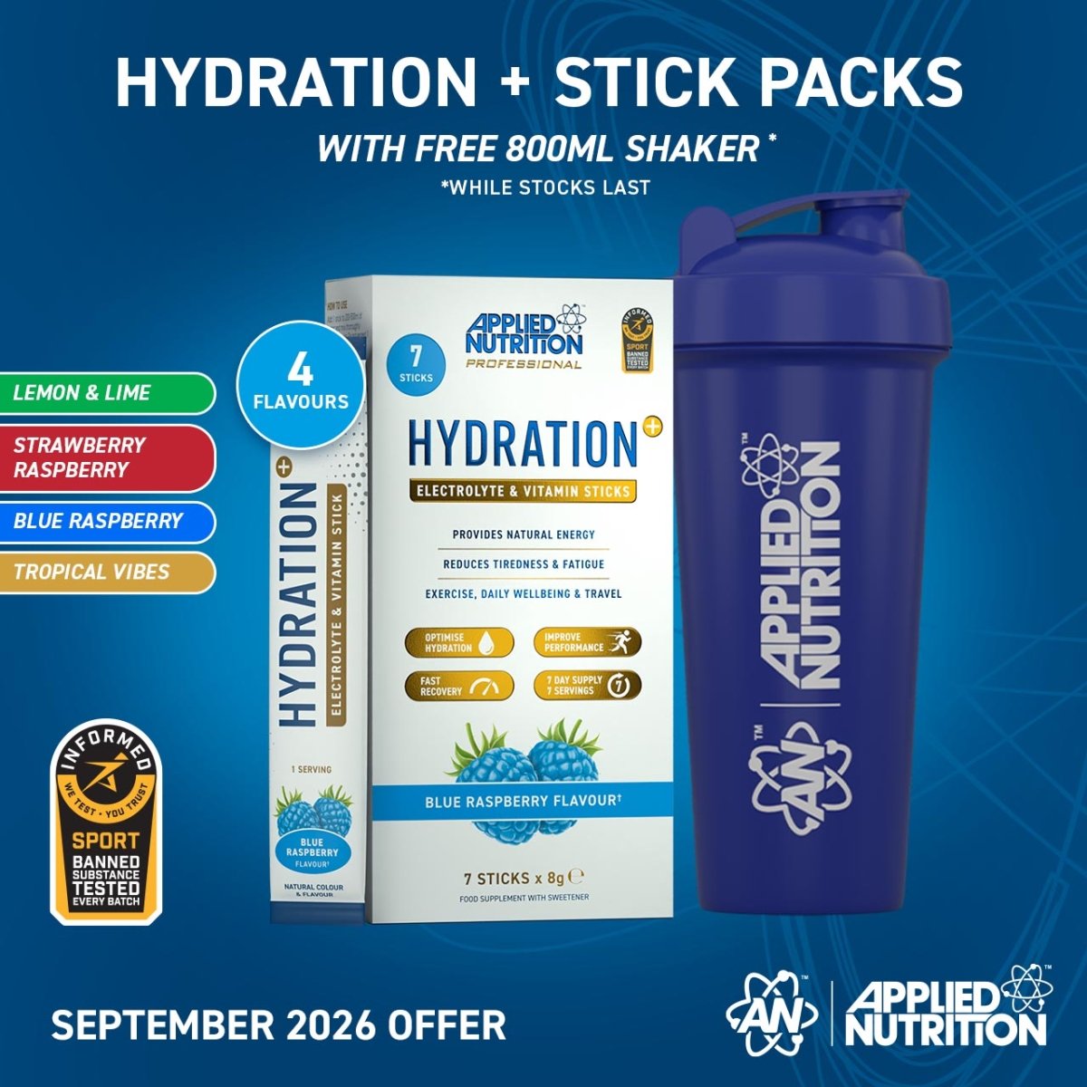 Applied Nutrition Hydration+ électrolytes Tropical Vibes 7 sticks