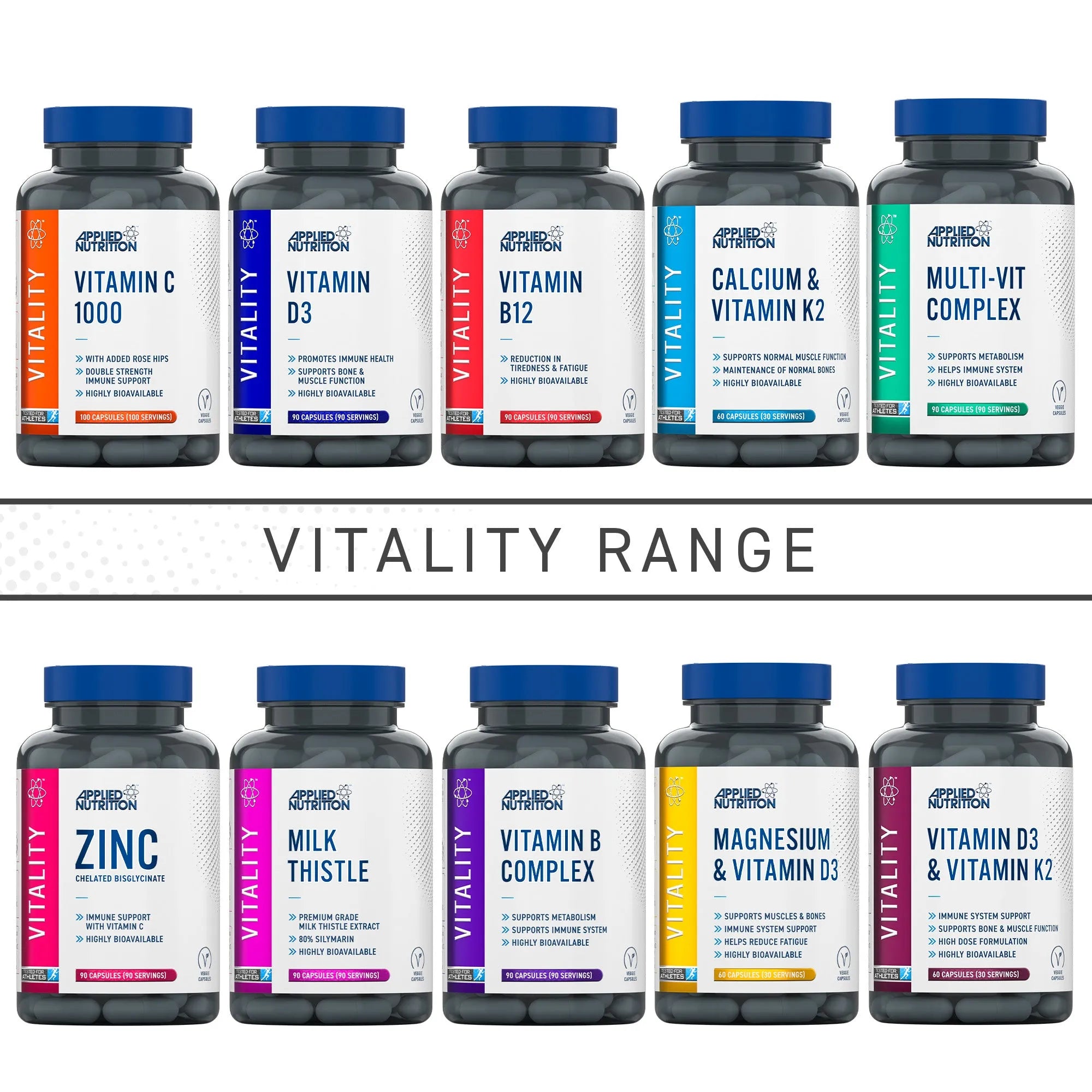 Applied Nutrition Magnésium Vitamine D3 60 gélules