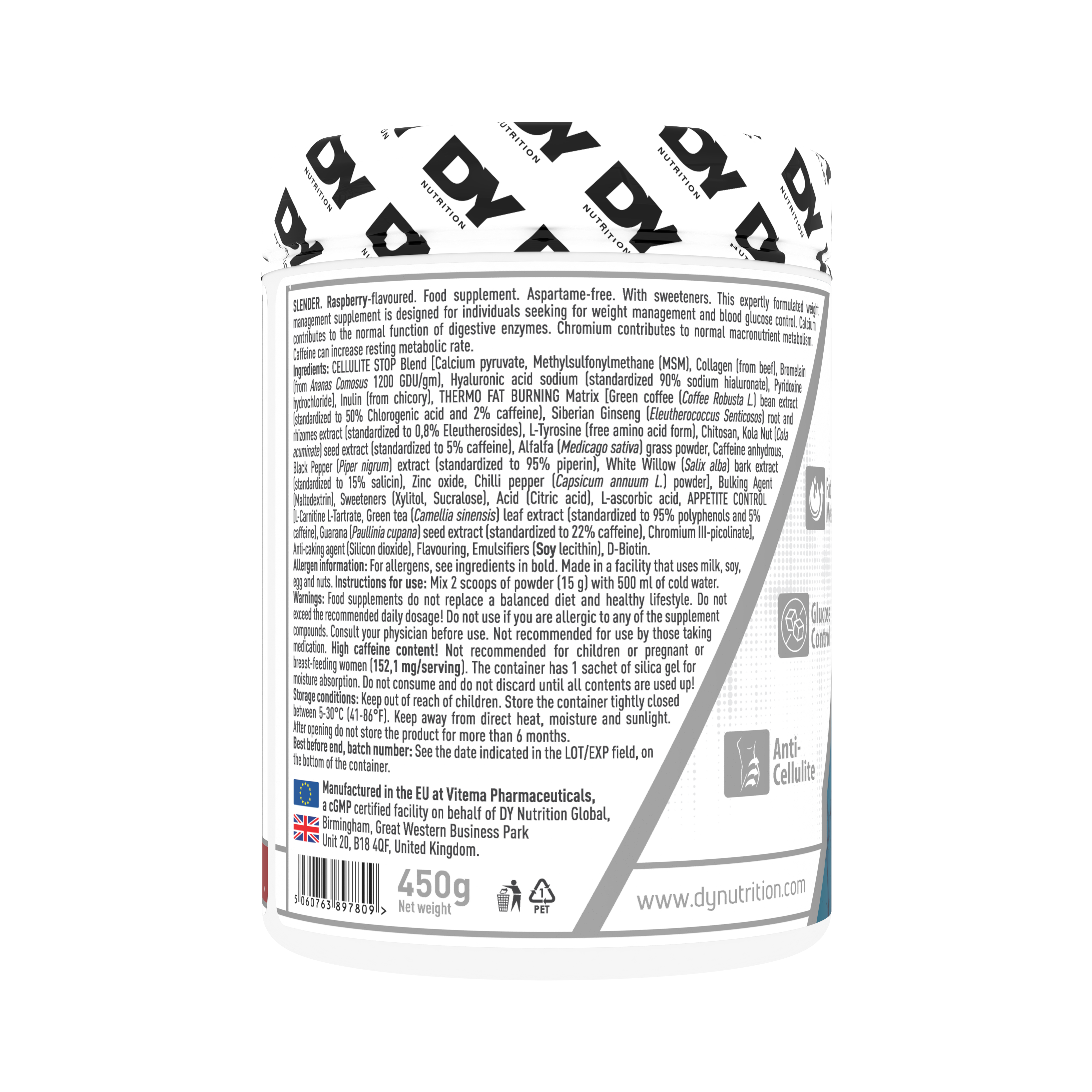 DY Nutrition Slender Brûle-Graisse 450g fraise 30 doses