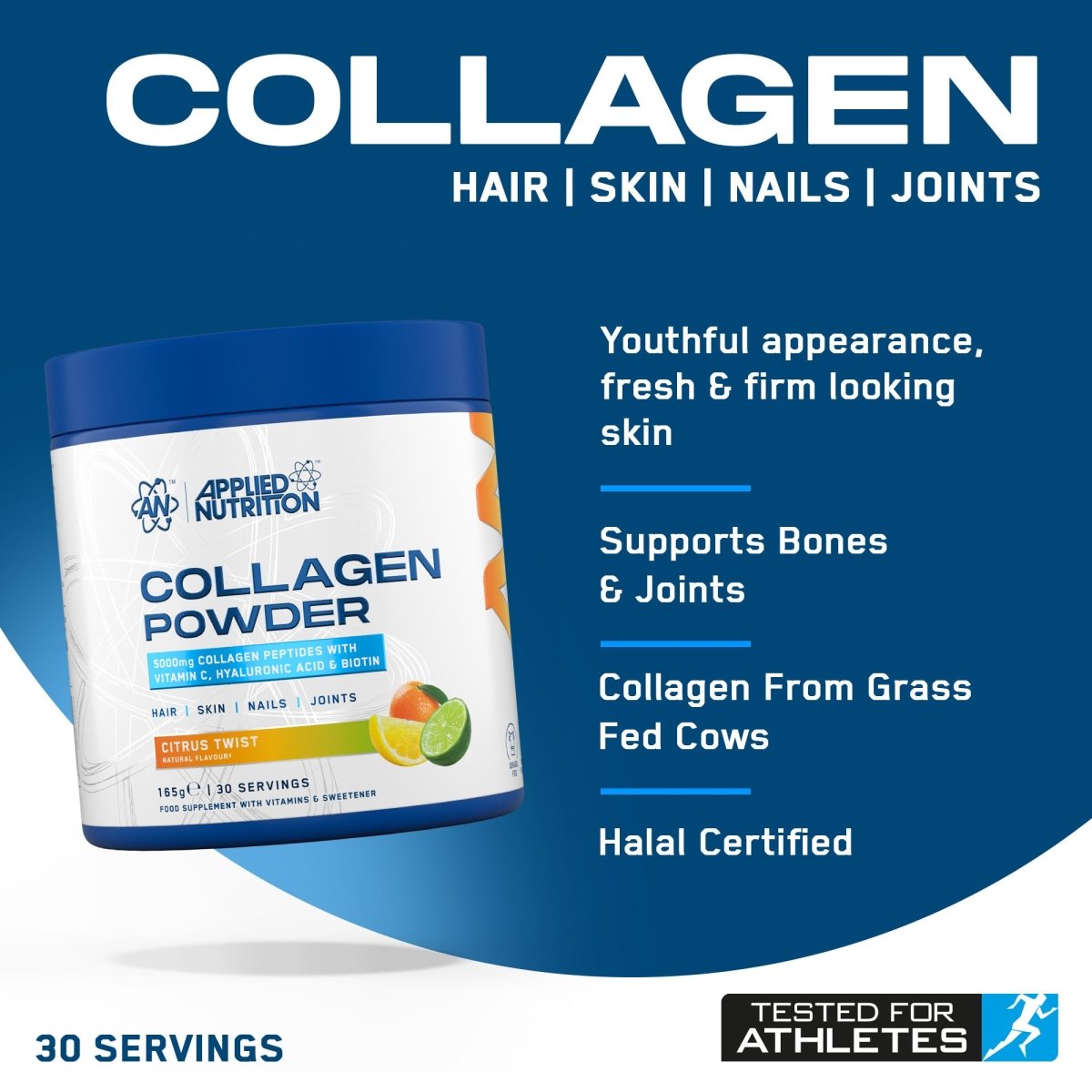 Applied Nutrition Collagen Citrus Twist collagène poudre 165g peau