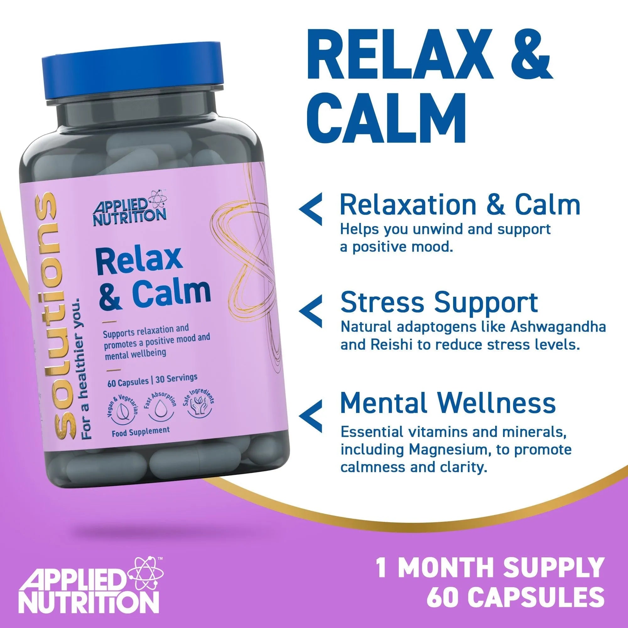 Applied Nutrition Relax & Calm Gélules Ashwagandha 60 Gélules