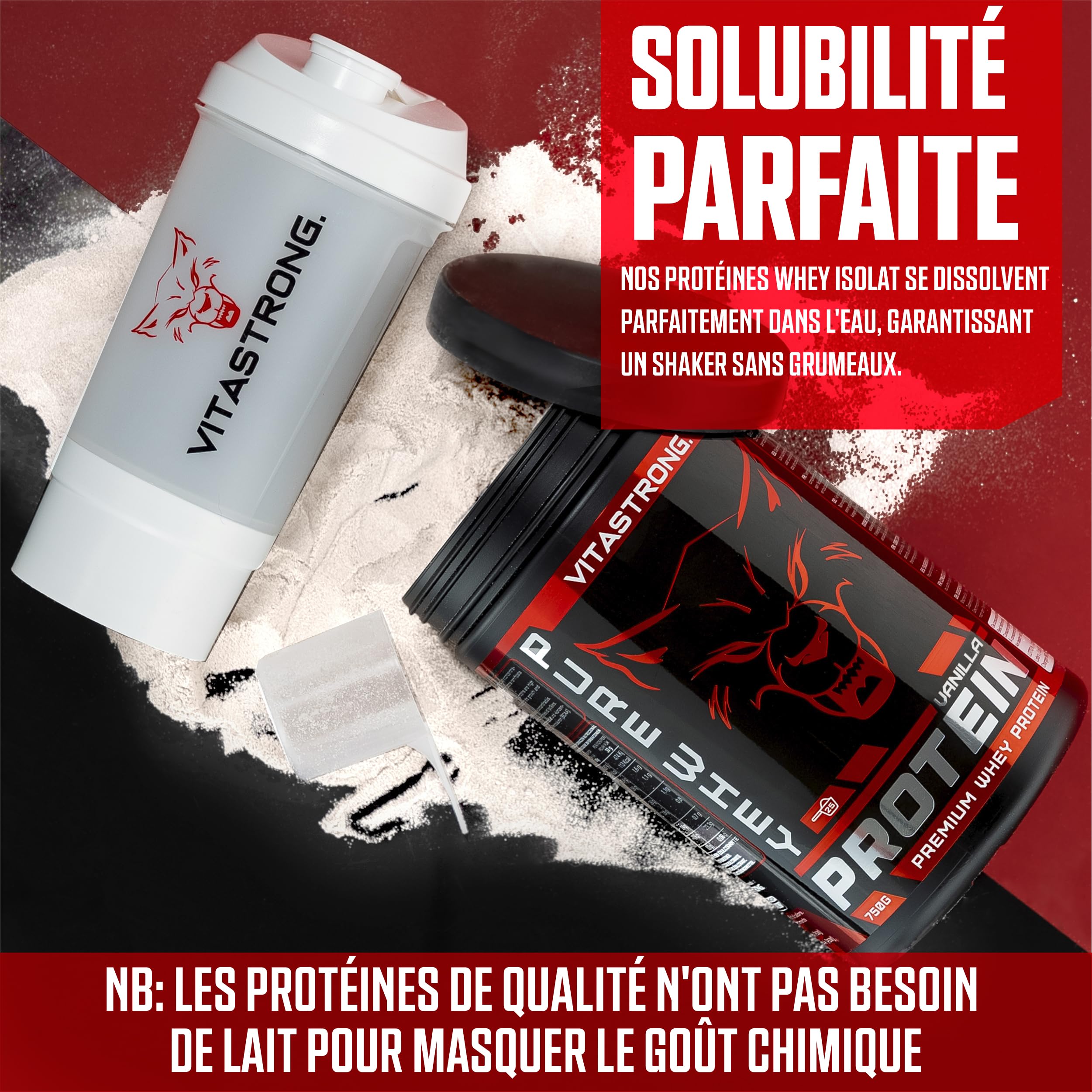 Vitastrong Whey Protein isolate vanille 750 g masse