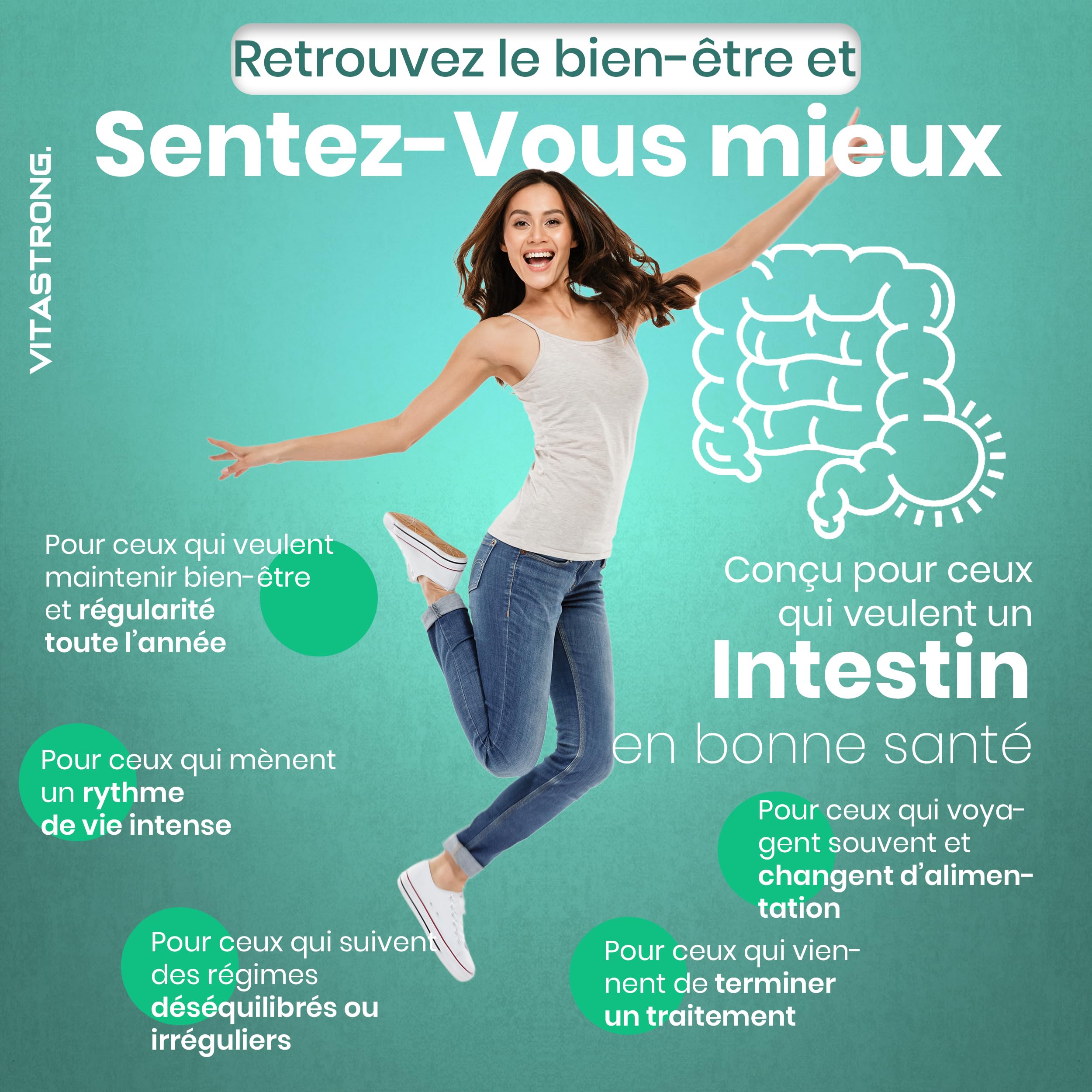 Vitastrong Probiotique Flore Intestinale 30 Milliards UFC 30 Gélules