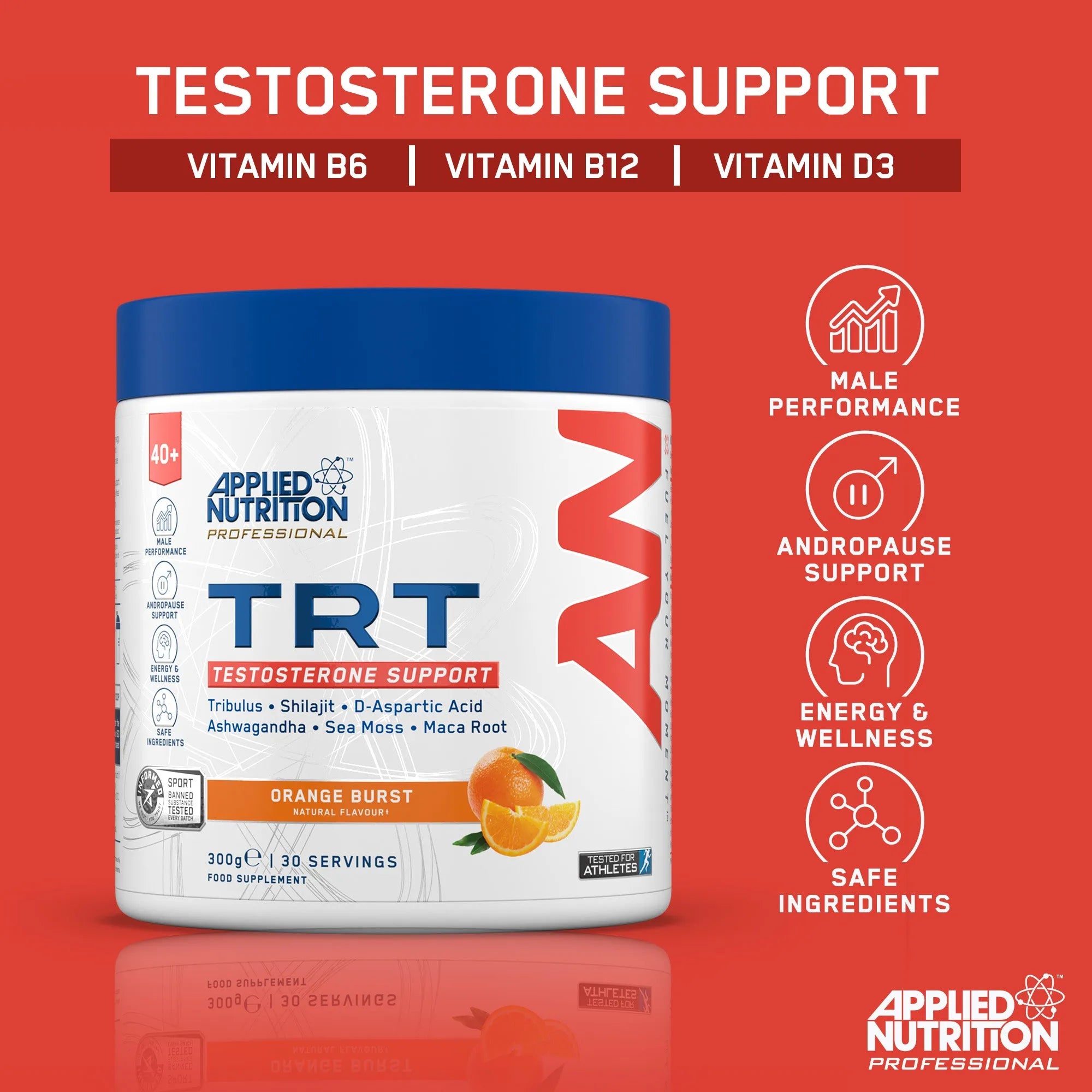 Applied Nutrition TRT testostérone poudre 300g citron