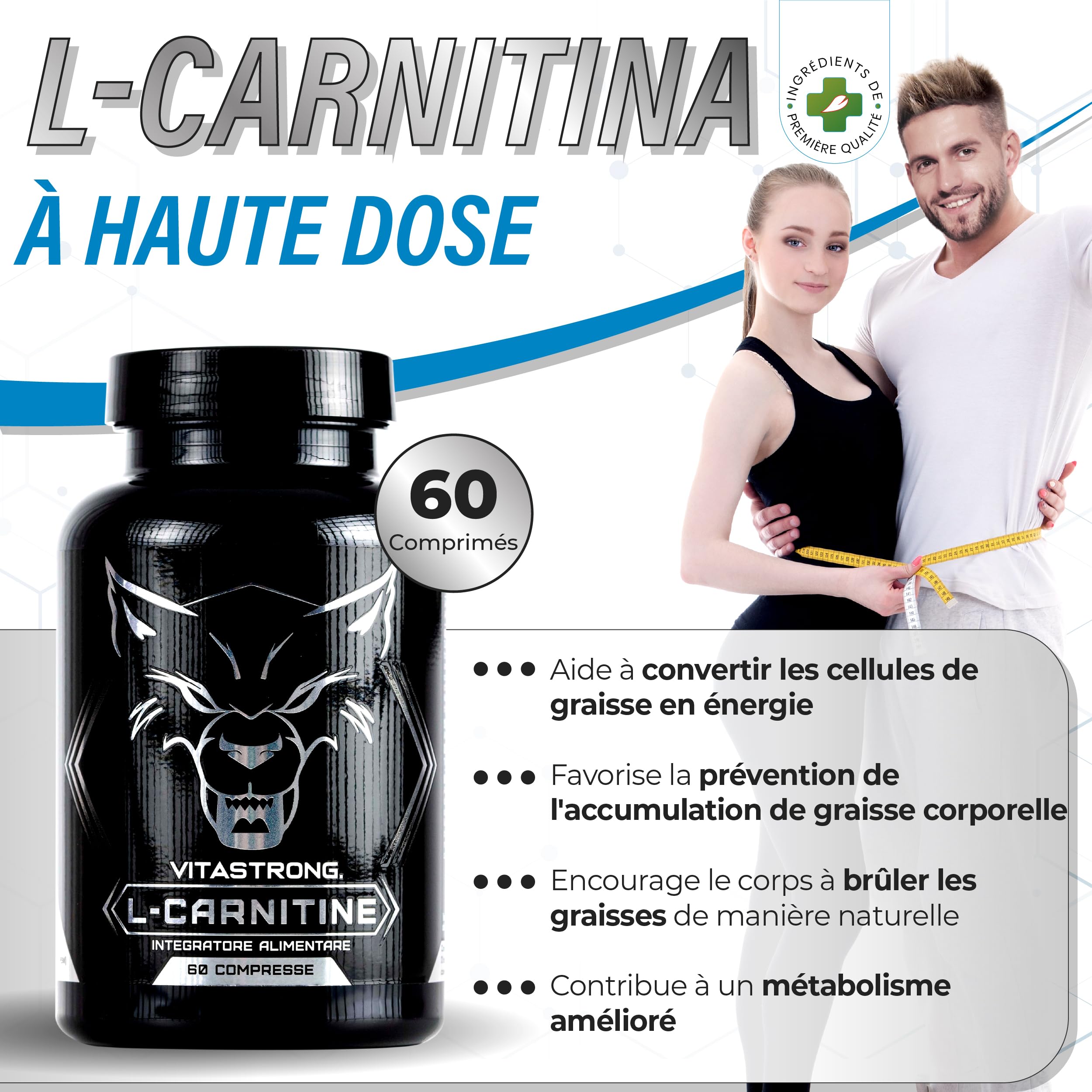 Vitastrong Acetyl L-Carnitine 1000 mg comprimés 60 cpr énergie