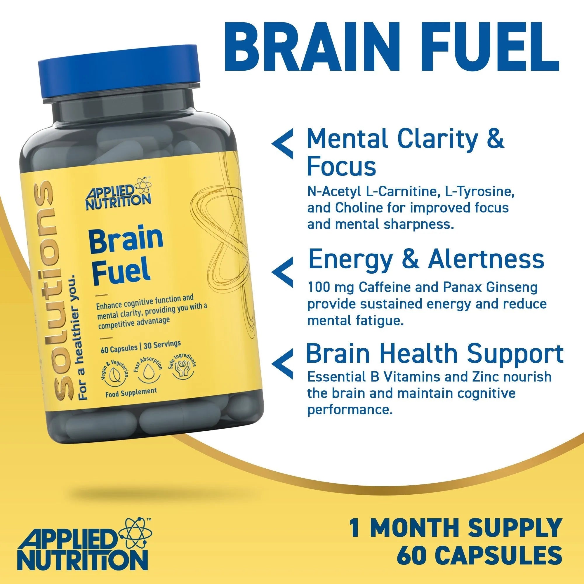 Applied Nutrition Brain Fuel gélules concentration 60 gélules
