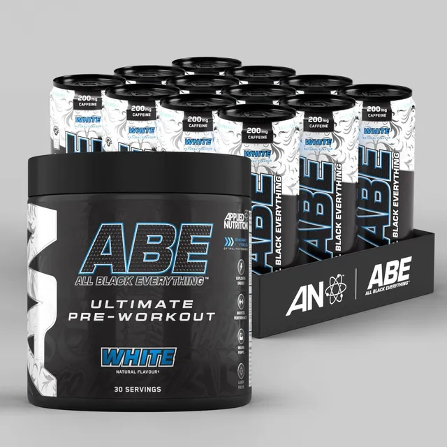 Applied Nutrition ABE White pré-workout bundle poudre 375g + 12 canettes