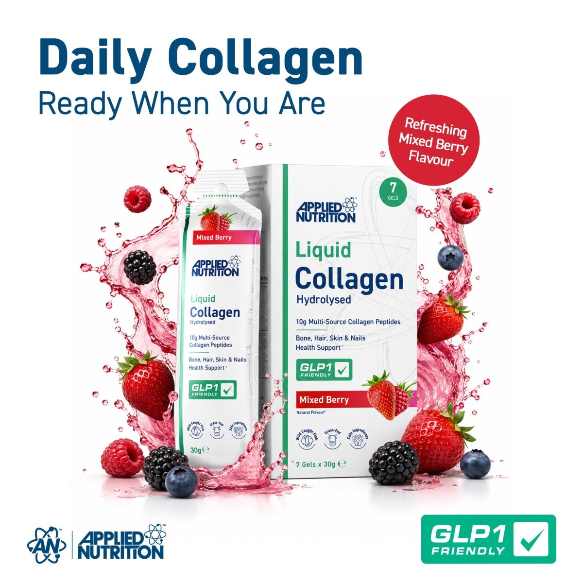 Applied Nutrition Liquid Collagen gel fruits rouges 20 gels