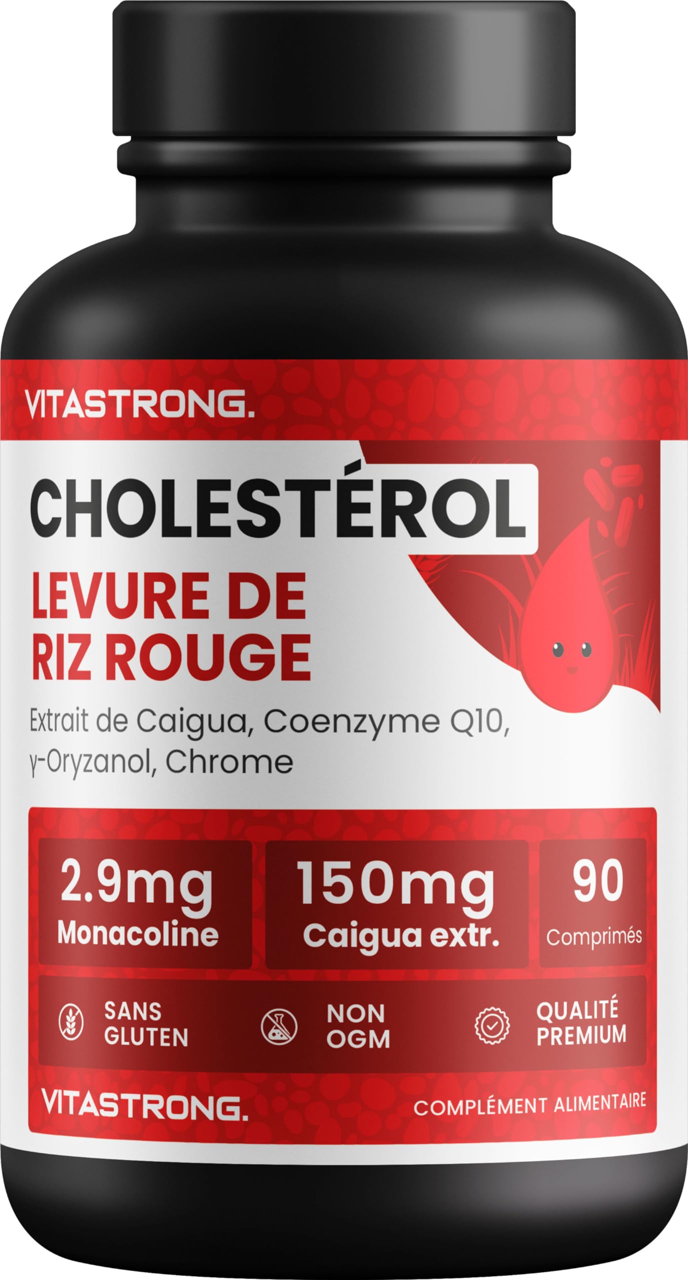 Vitastrong Vitalité Riz Rouge Fermenté 90 comprimés cholestérol