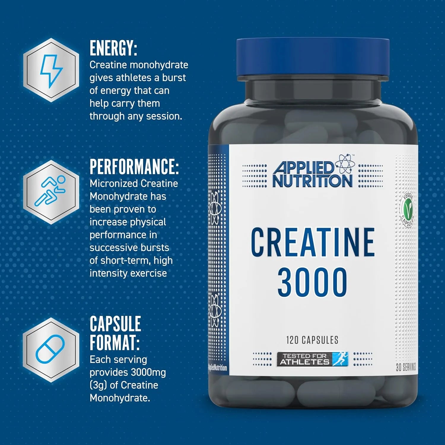 Applied Nutrition Creatine 3000 Gélules 120 Capsules