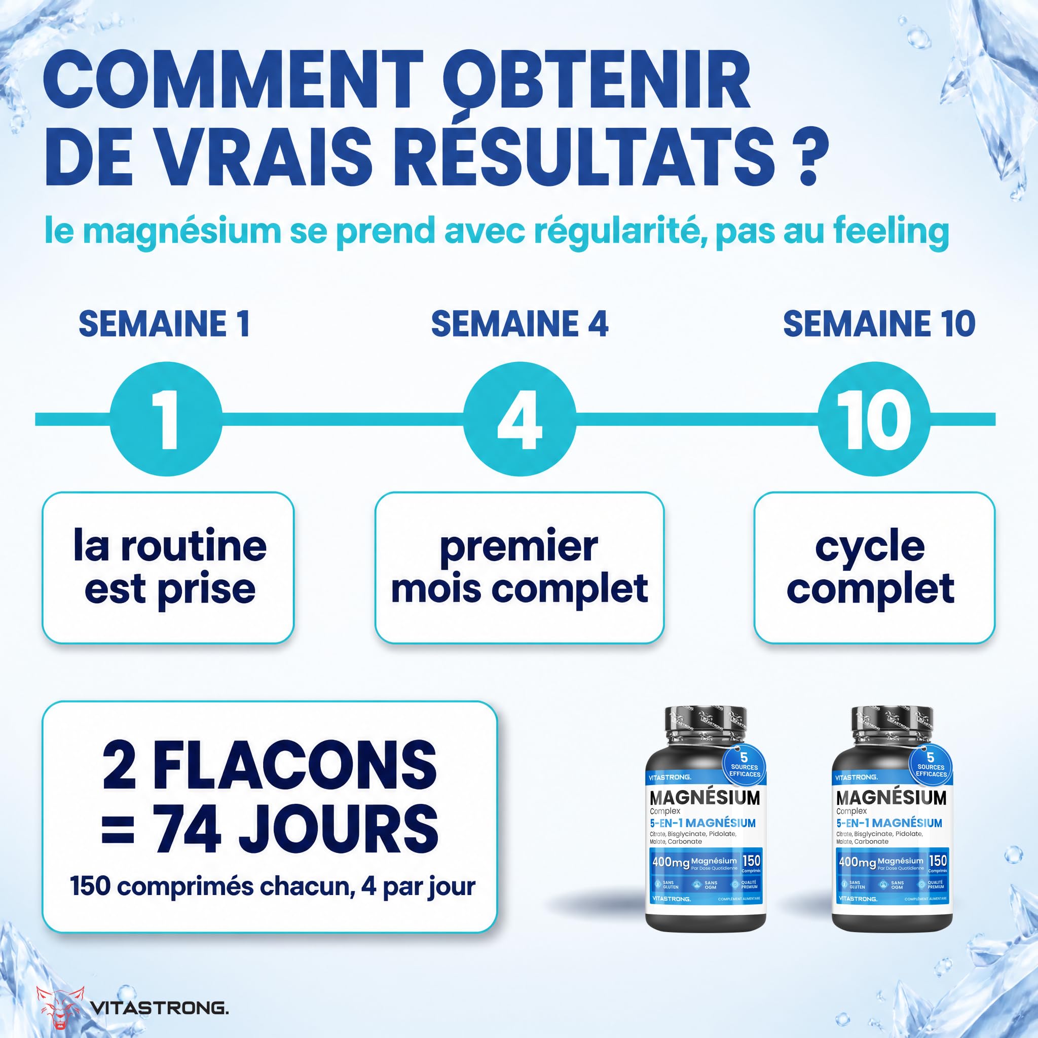 Vitastrong Magnésium Complexe 5-en-1 comprimés 150 400 mg