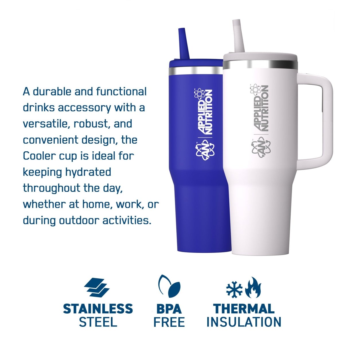 Applied Nutrition Cooler Tumbler Cup Gourde Isotherme Bleu 1,2L