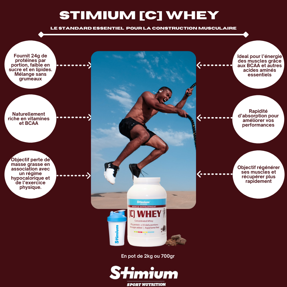 Stimium C Whey 2kg chocolat protéine construction