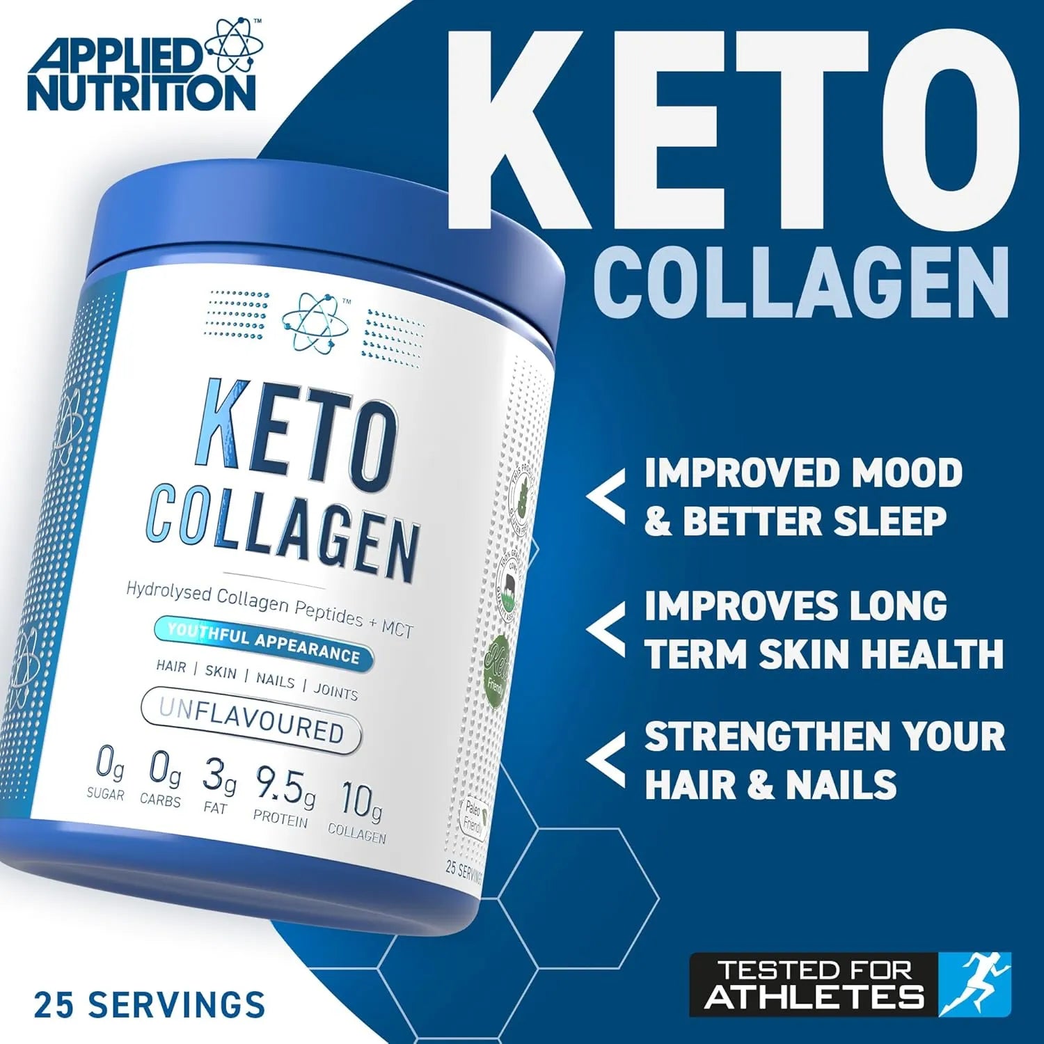 Applied Nutrition Collagen Keto Collagène Poudre 325g Neutre