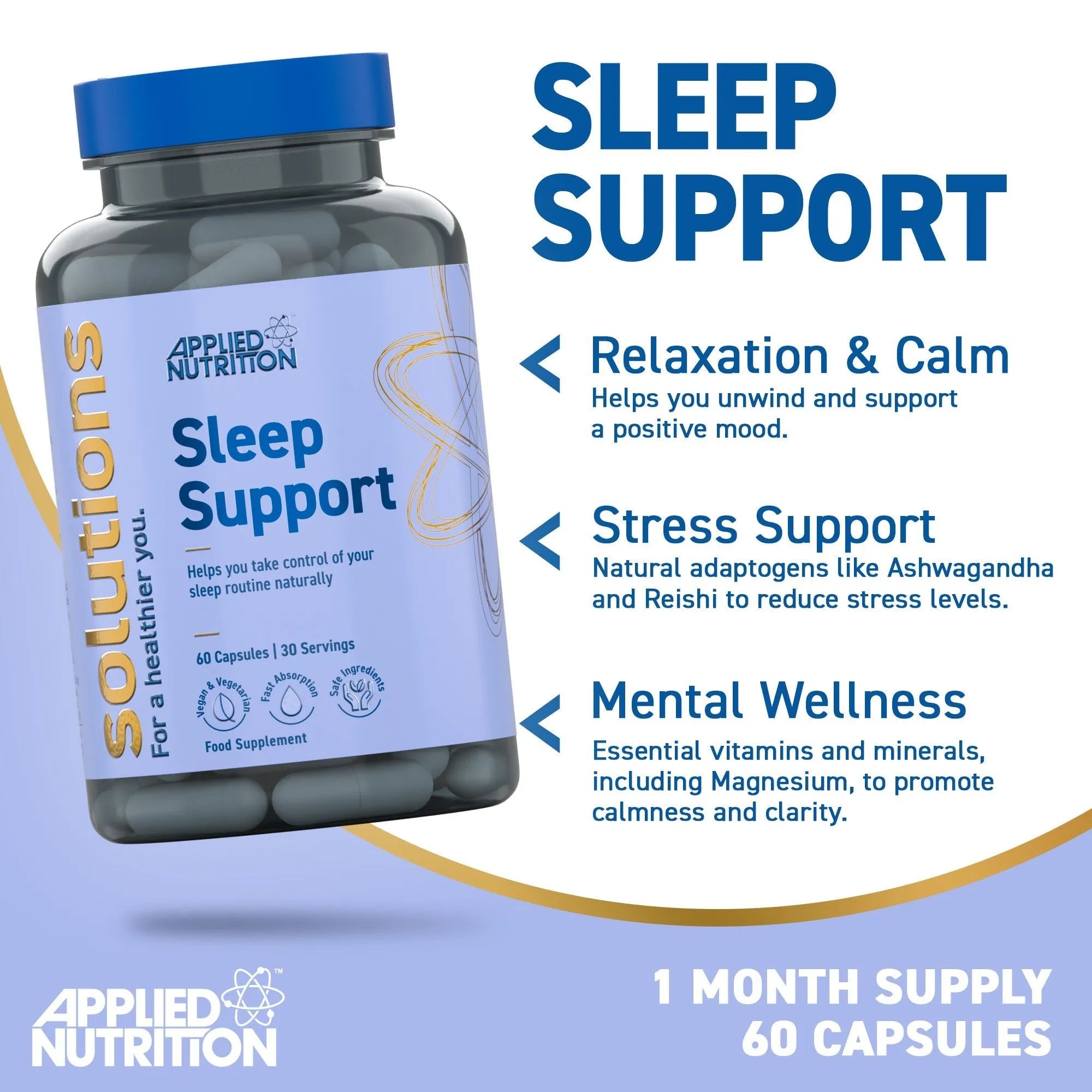 Applied Nutrition Sleep Support gélules sommeil 60 caps nature