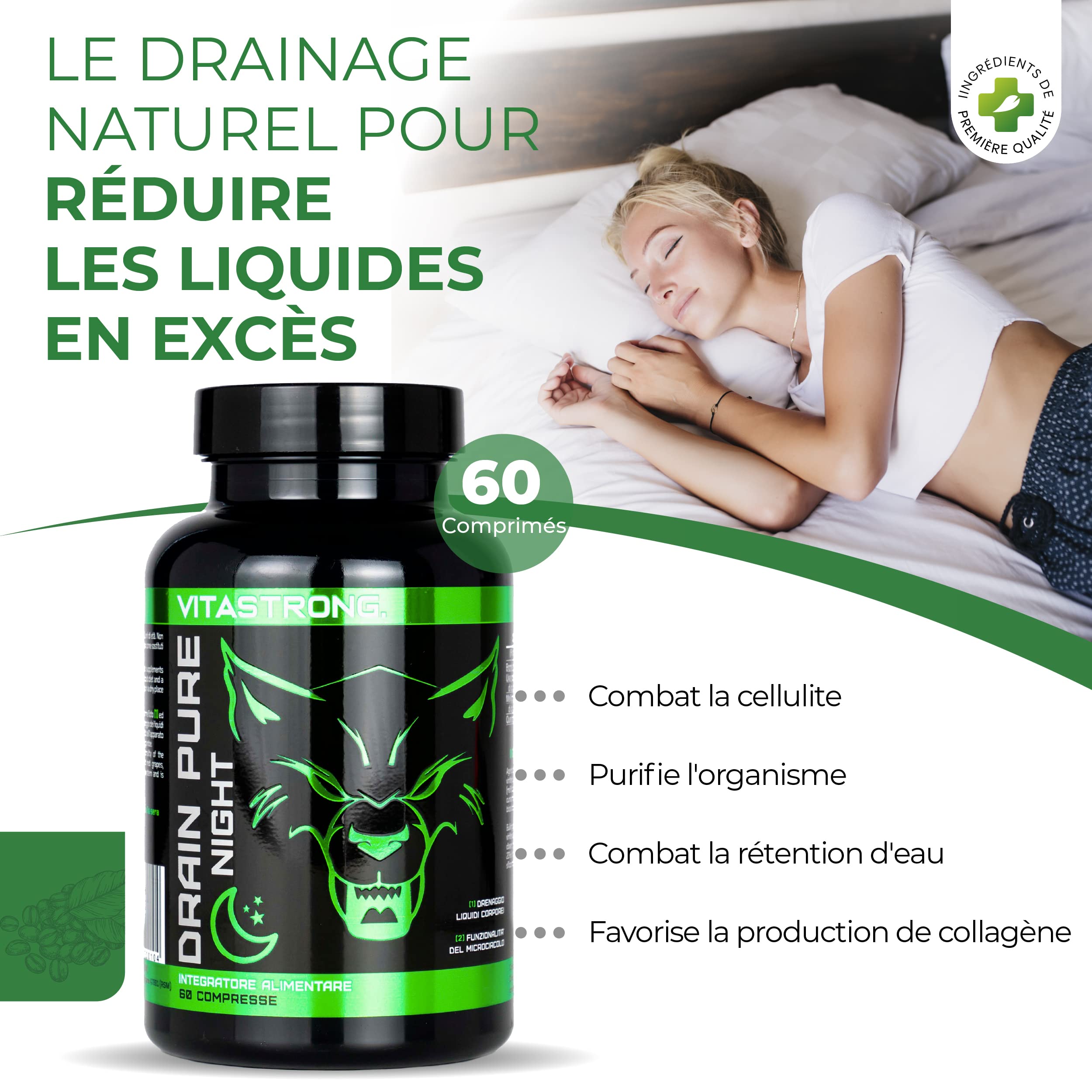 Vitastrong Drainpure Night draineur nuit vegan ventre plat