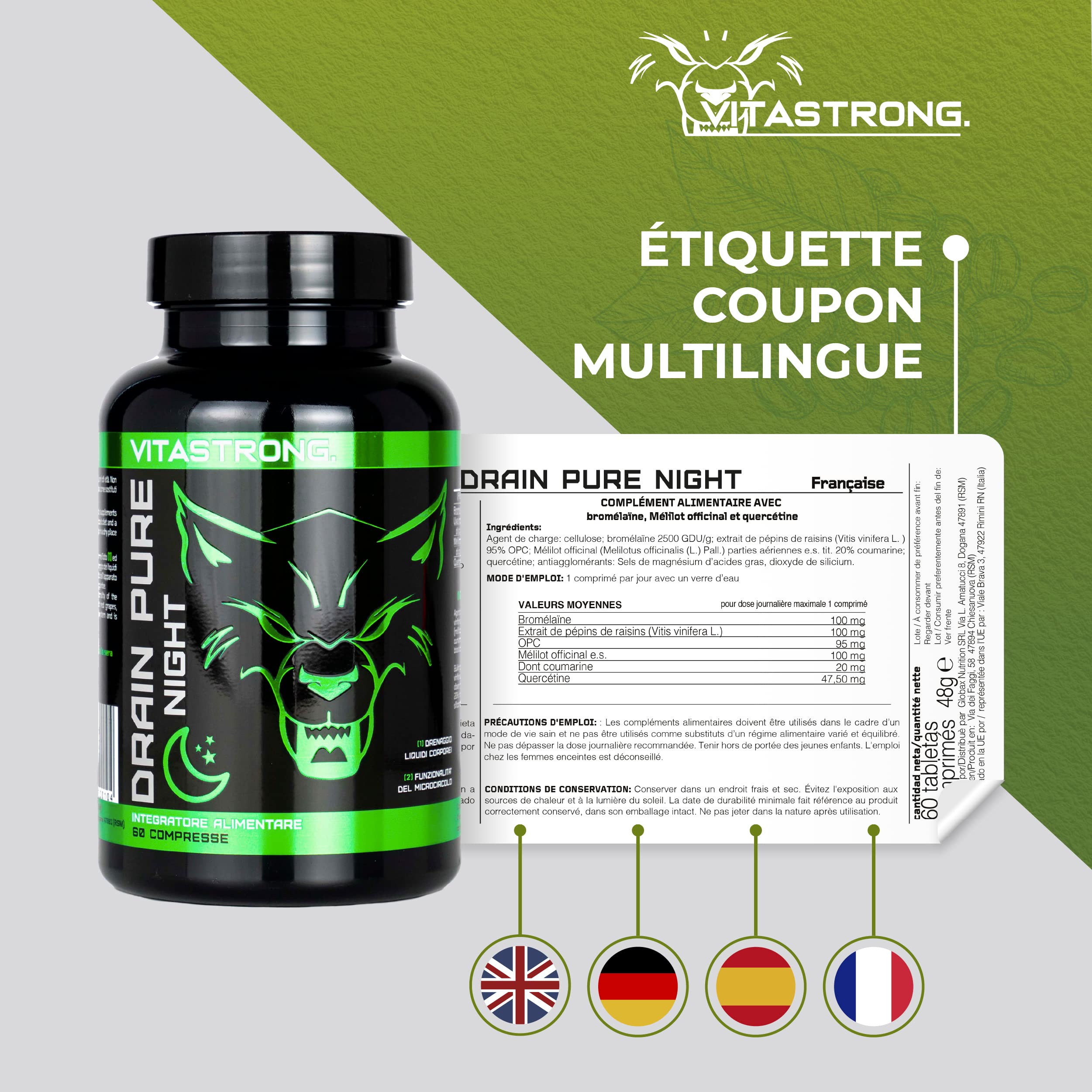 Vitastrong Drainpure Night draineur nuit vegan ventre plat