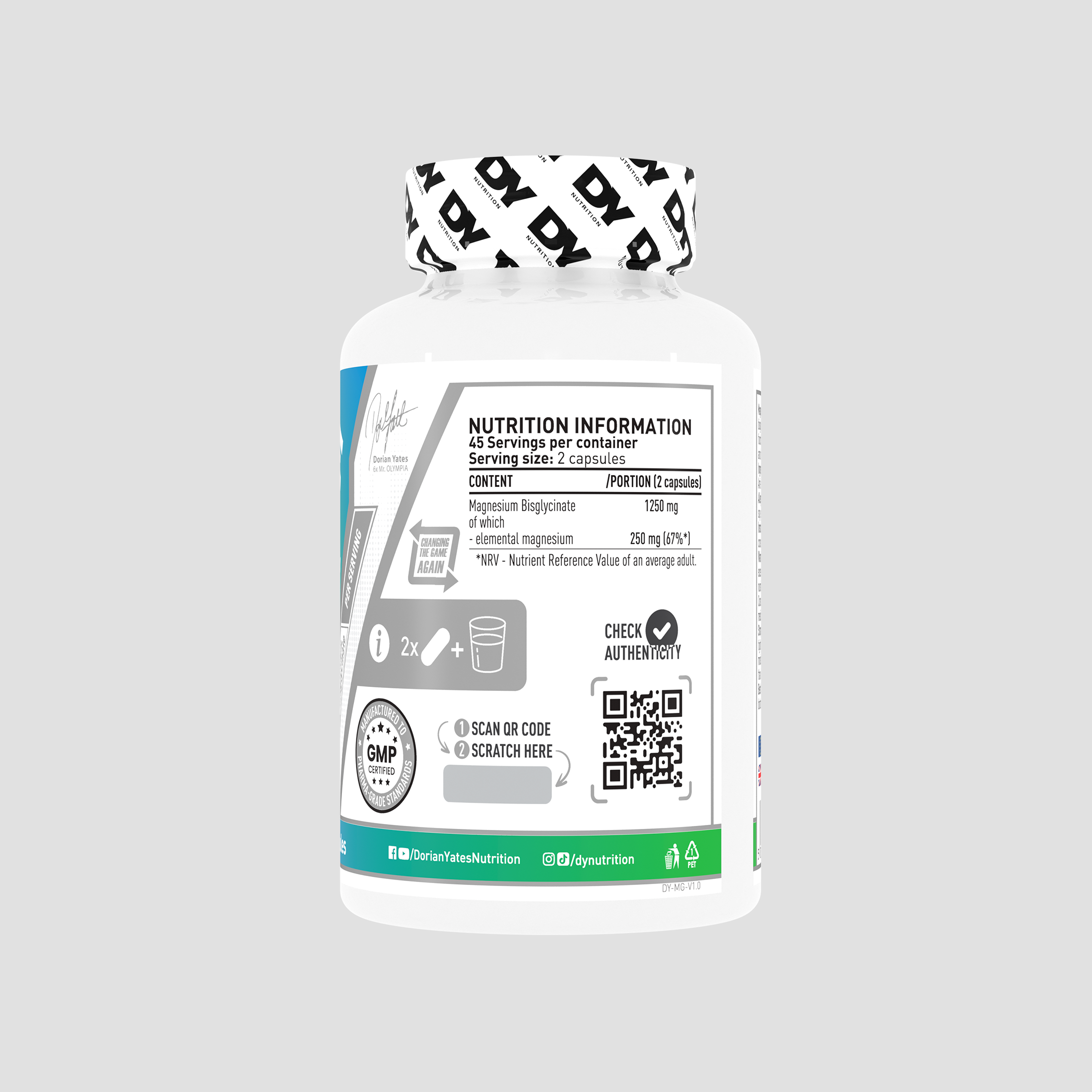 DY Nutrition Magnésium Bisglycinate 90 gélules 250 mg vegan