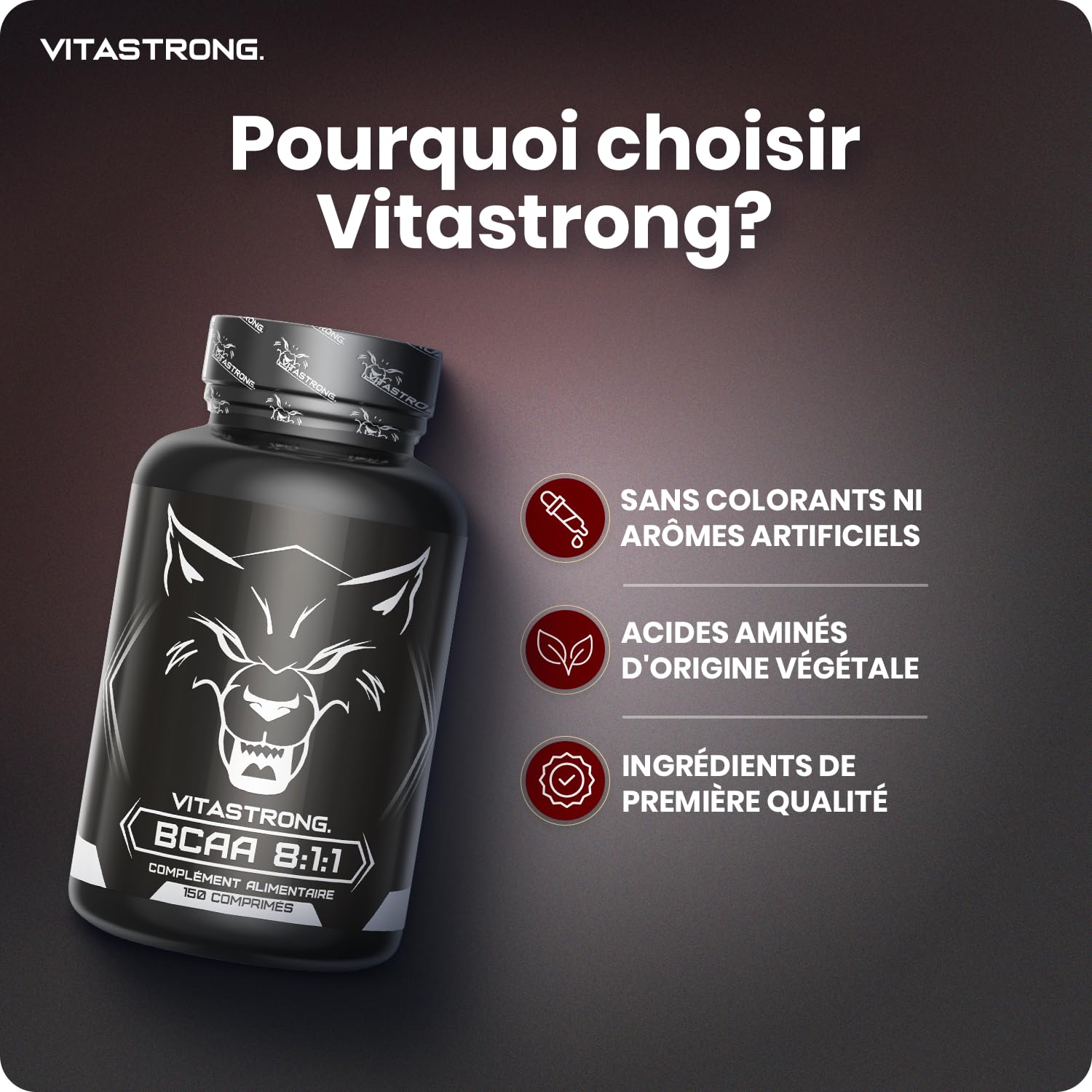 Vitastrong BCAA 8.1.1 5000mg Vitamine B6 150 Comprimés récupération