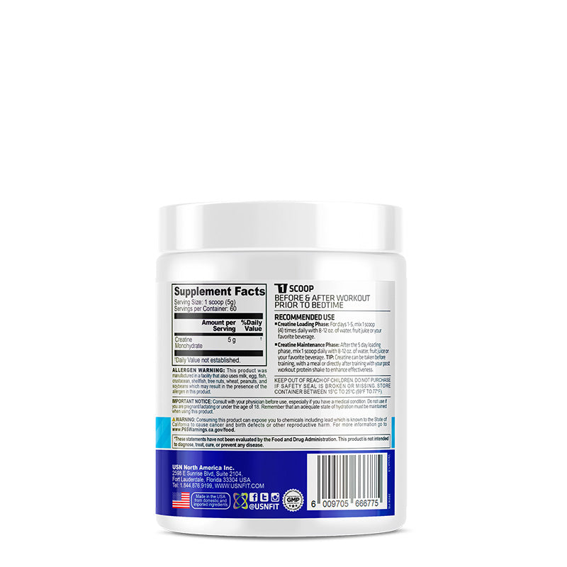 USN Creatine Monohydrate poudre Unflavored 60 doses