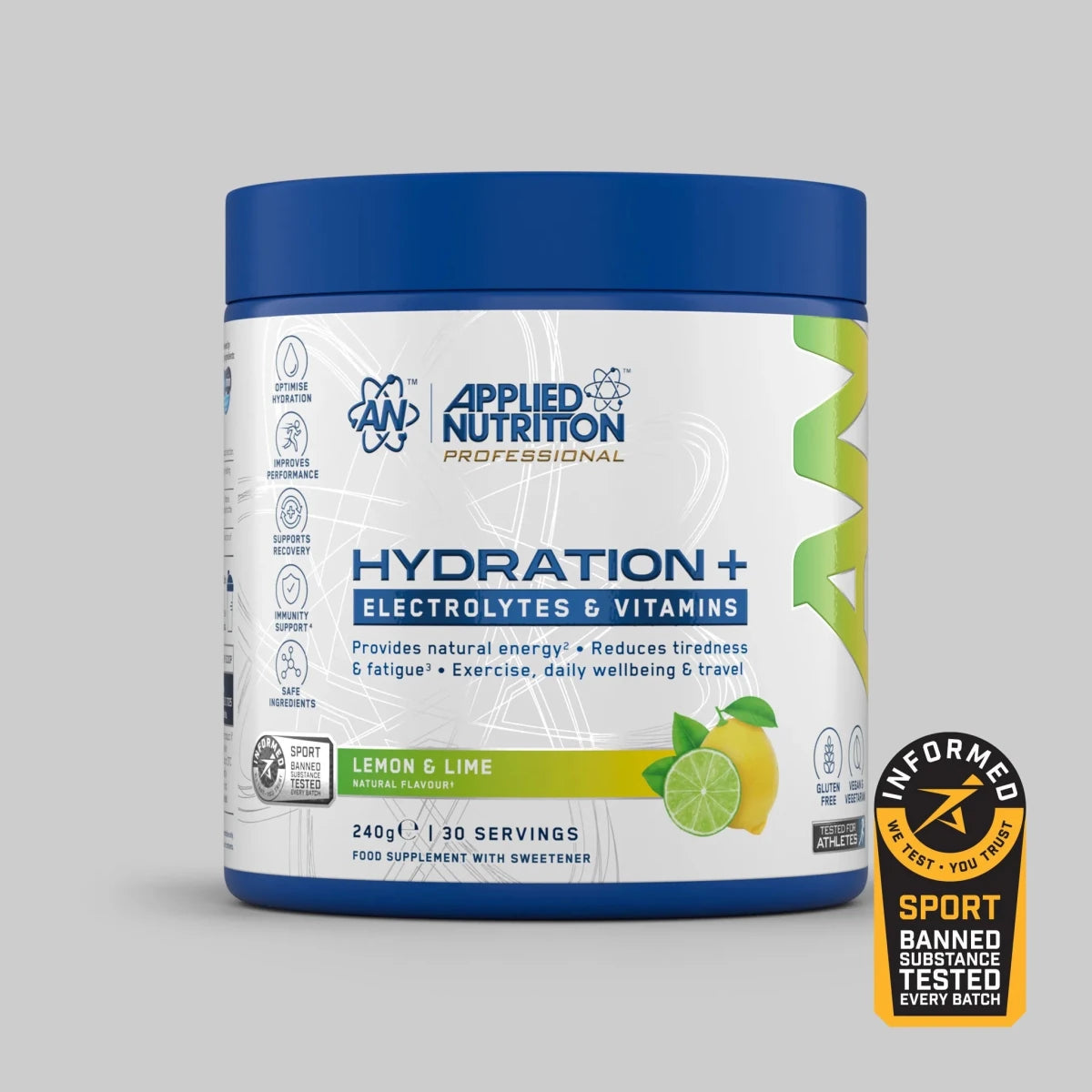 Applied Nutrition Hydration+ Poudre Électrolytes Tropical Vibes 240g