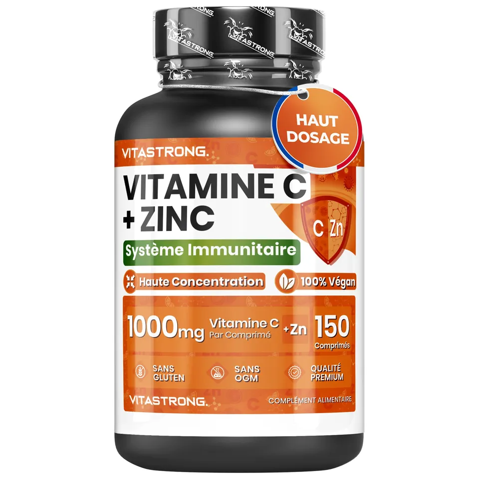 Vitastrong Vitamine C 1000 mg Zinc comprimés vegan immunité