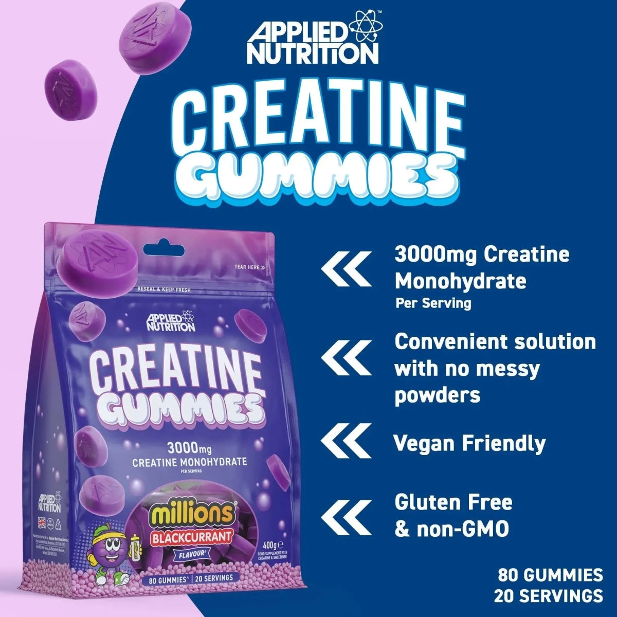 Applied Nutrition Creatine gummies framboise bleue 20 doses