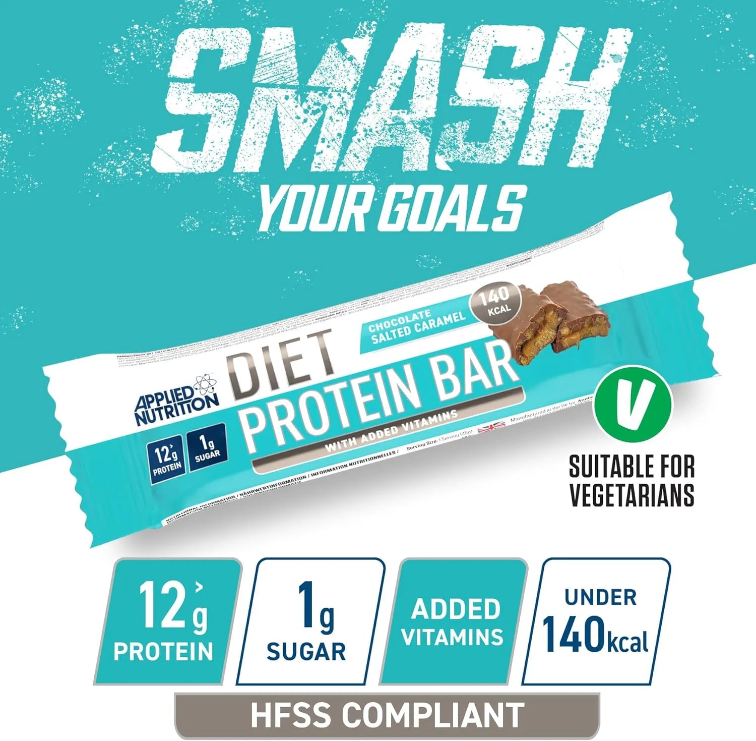 Applied Nutrition Diet Protein Bar barre chocolat caramel 45g 12g
