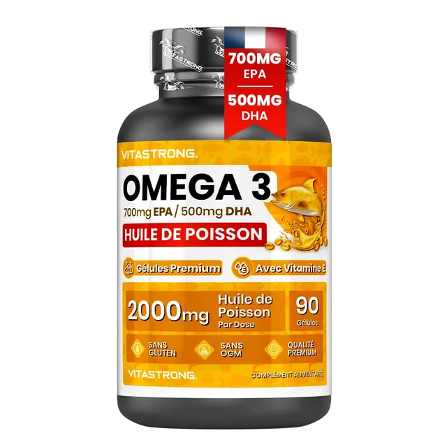 Vitastrong Omega 3 2000 mg gélules EPA DHA 90 cps cœur