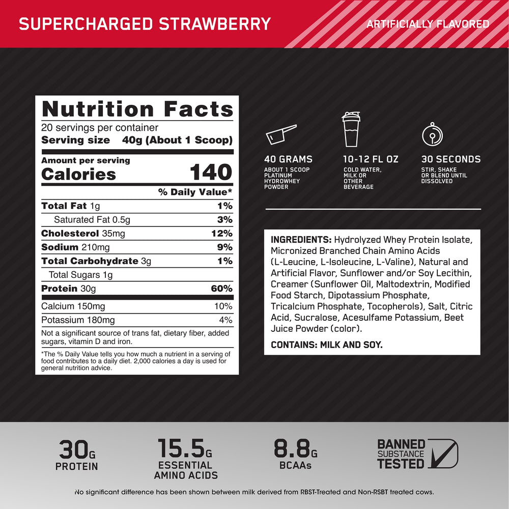 Optimum Nutrition Platinum Hydrowhey whey hydrolysée isolate