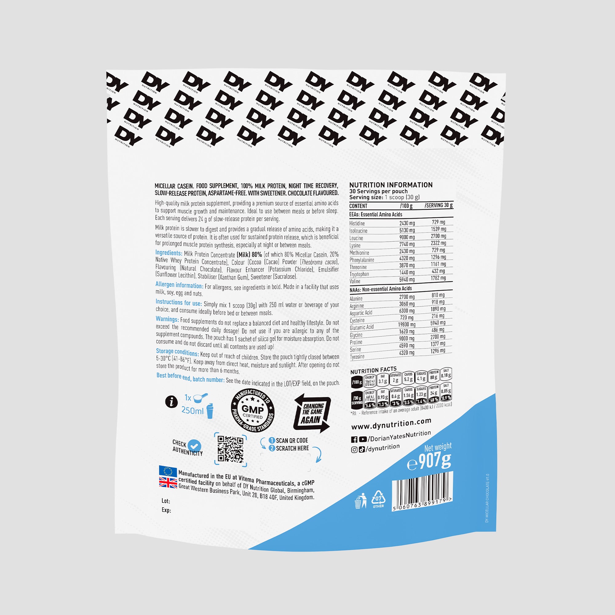 DY Nutrition Casein micellar casein protéine 907g chocolat