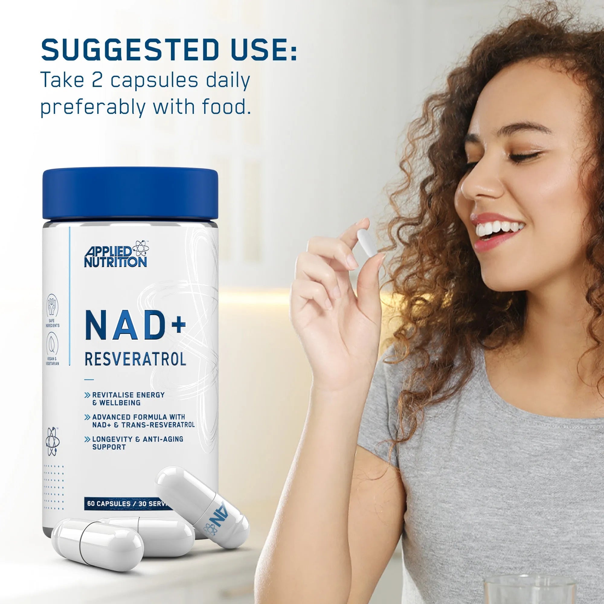 Applied Nutrition NAD+ Resveratrol 60 gélules vitamine C énergie