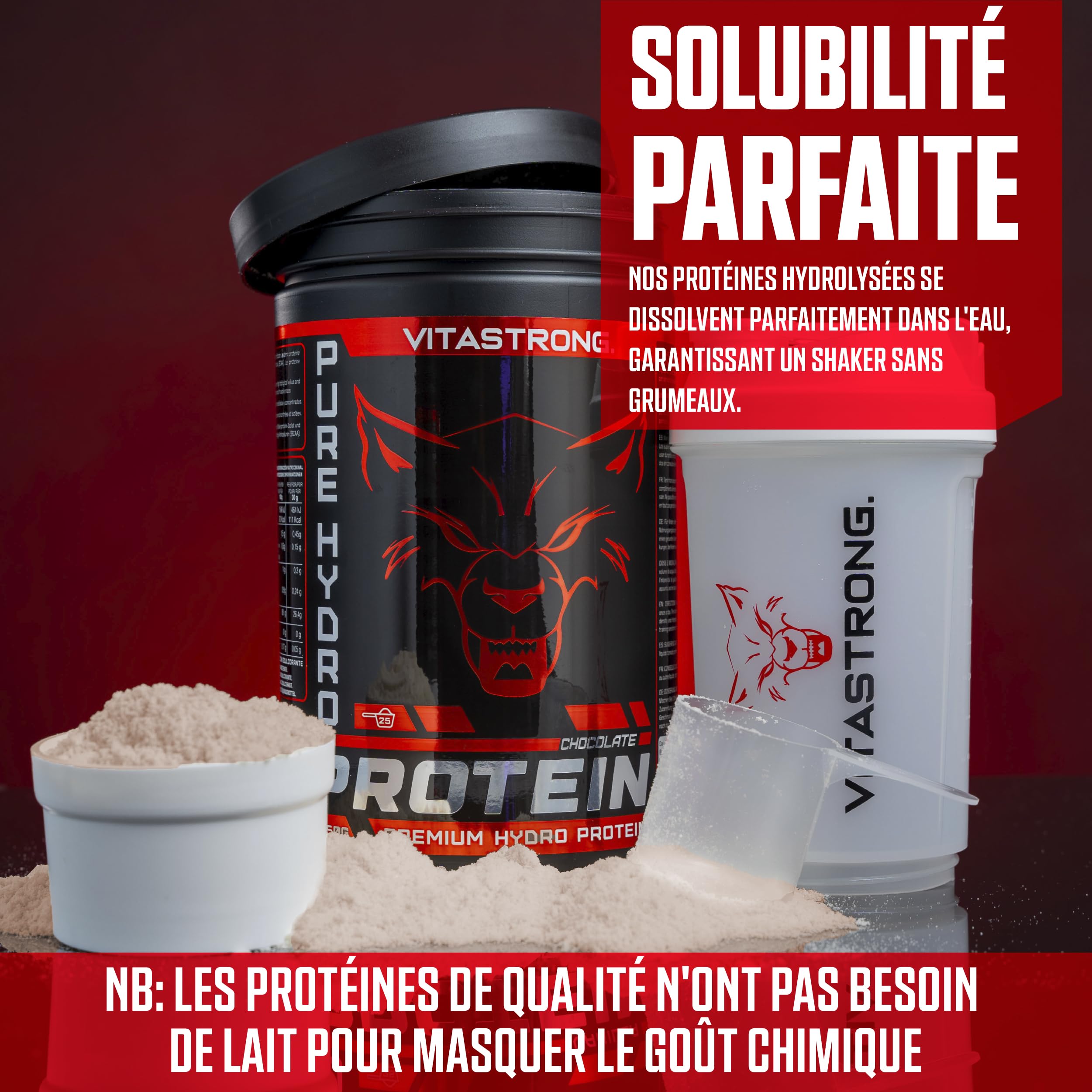 Vitastrong Protéines Whey Isolate chocolat Optipep sans gluten