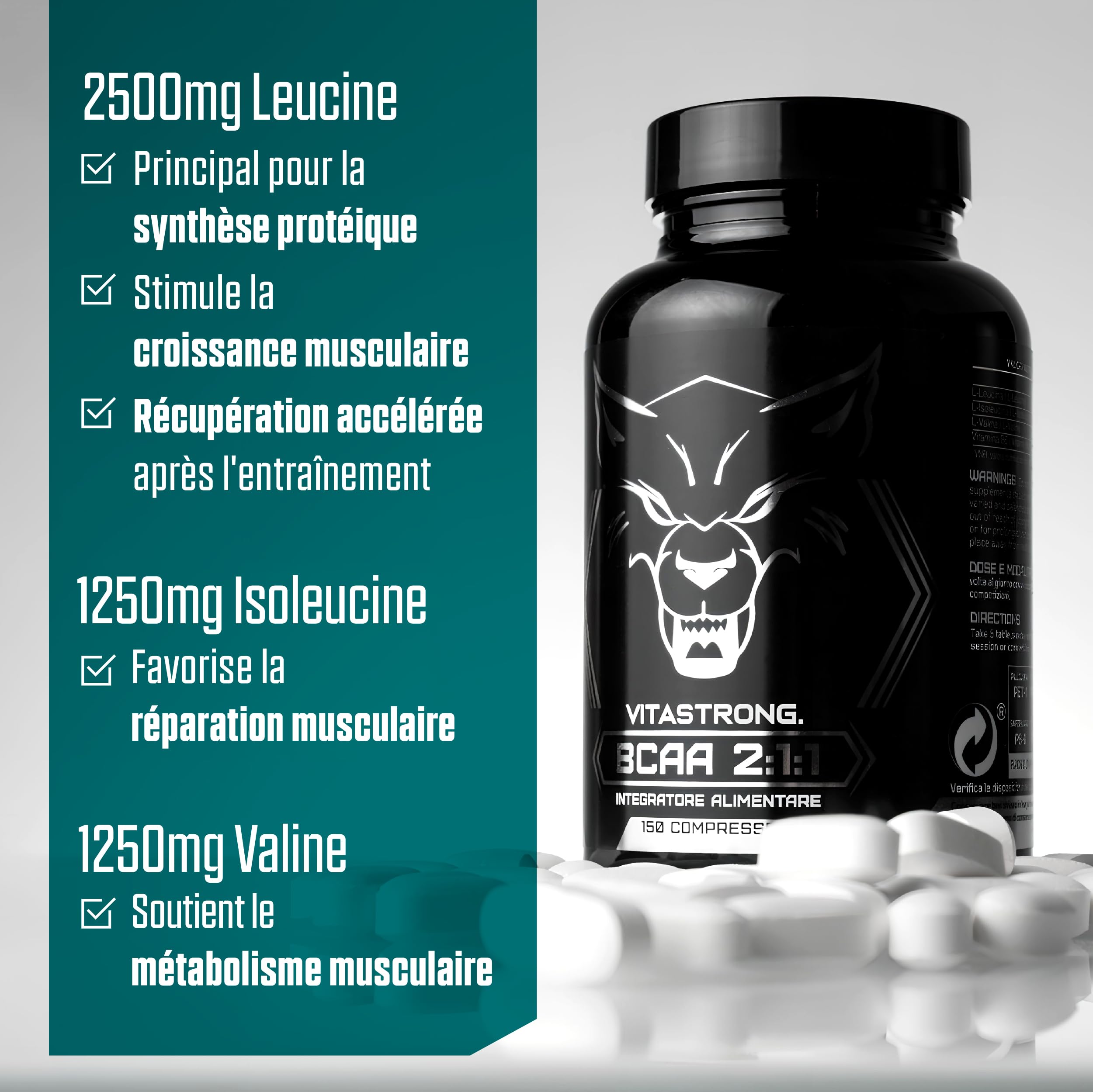 Vitastrong BCAA 2.1.1 comprimés 150 vitamine B6 récupération