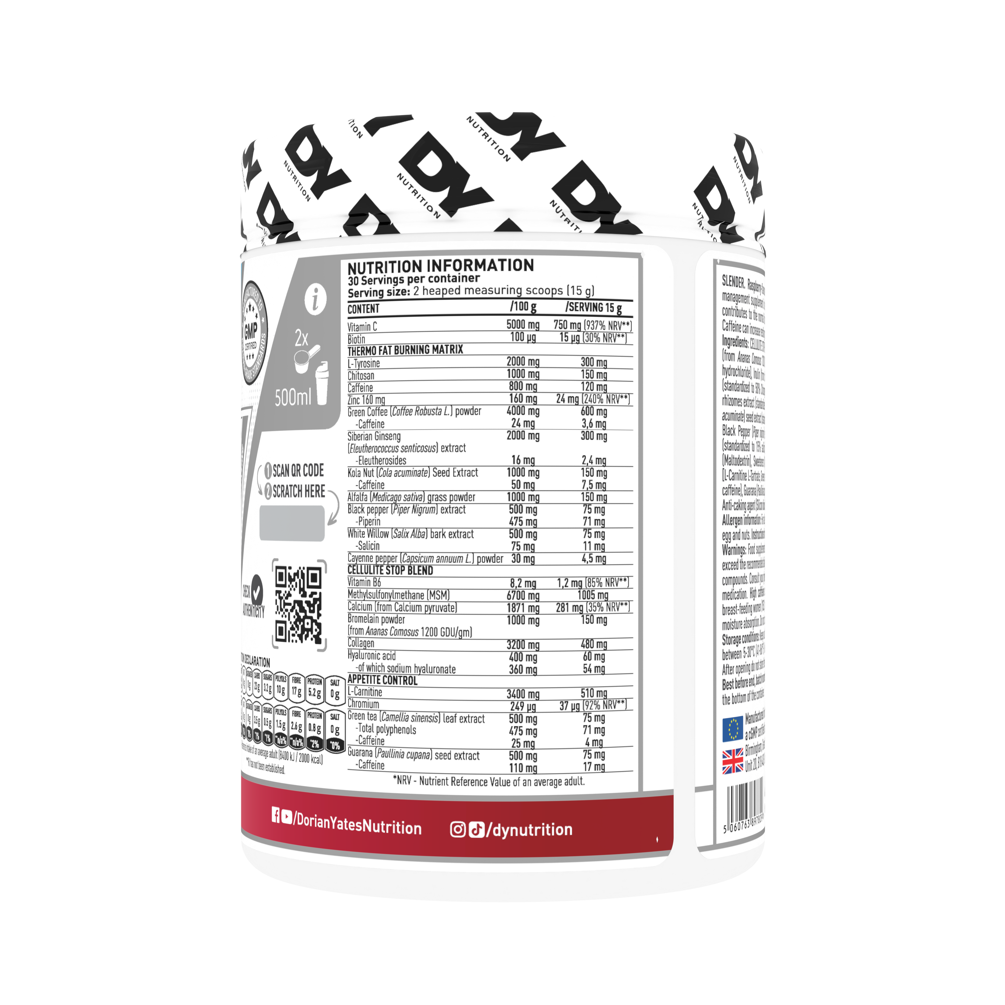 DY Nutrition Slender Brûle-Graisse 450g fraise 30 doses